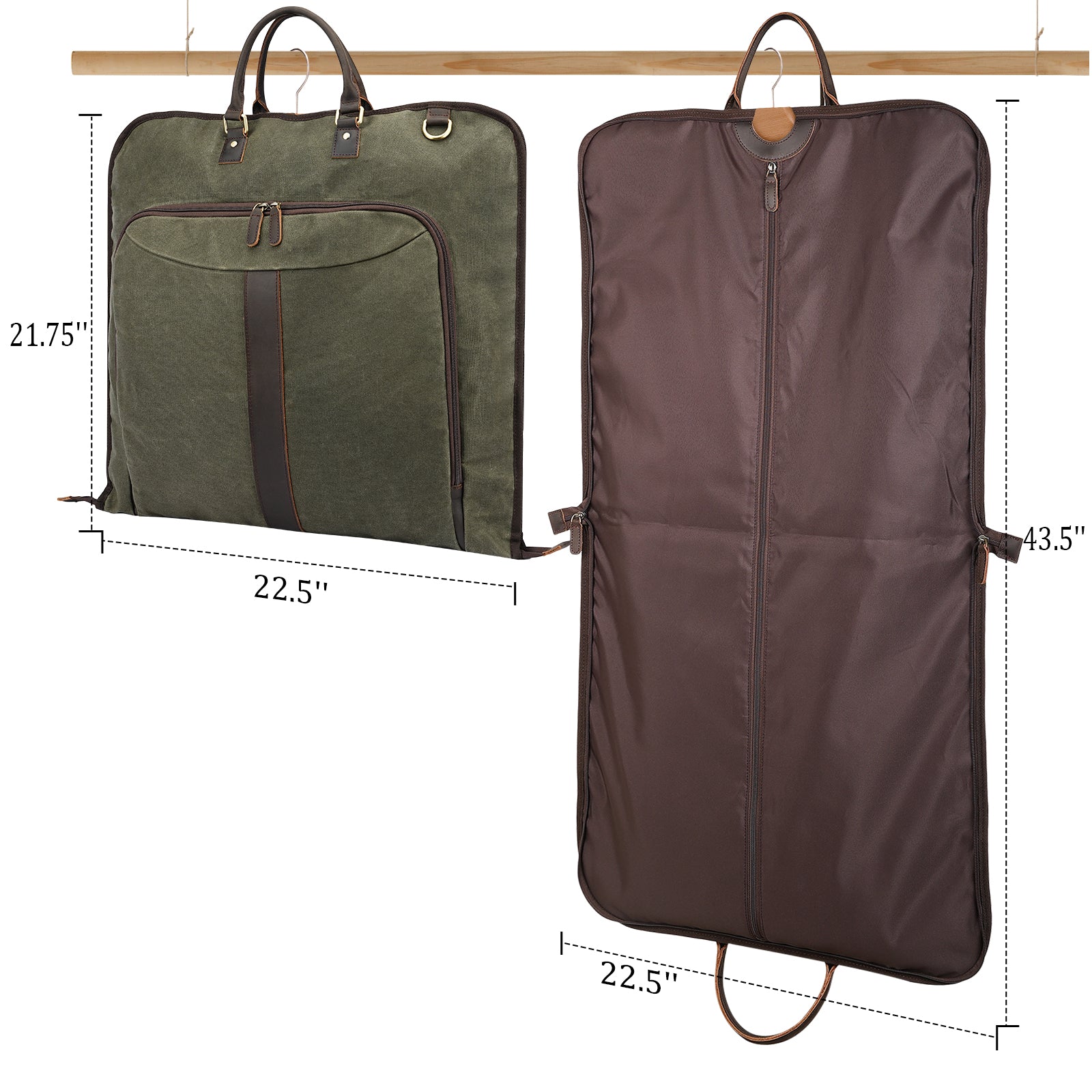 Waxed Canvas Full Grain Leather Trim Garment Carry On Bag (carry on garment bag)