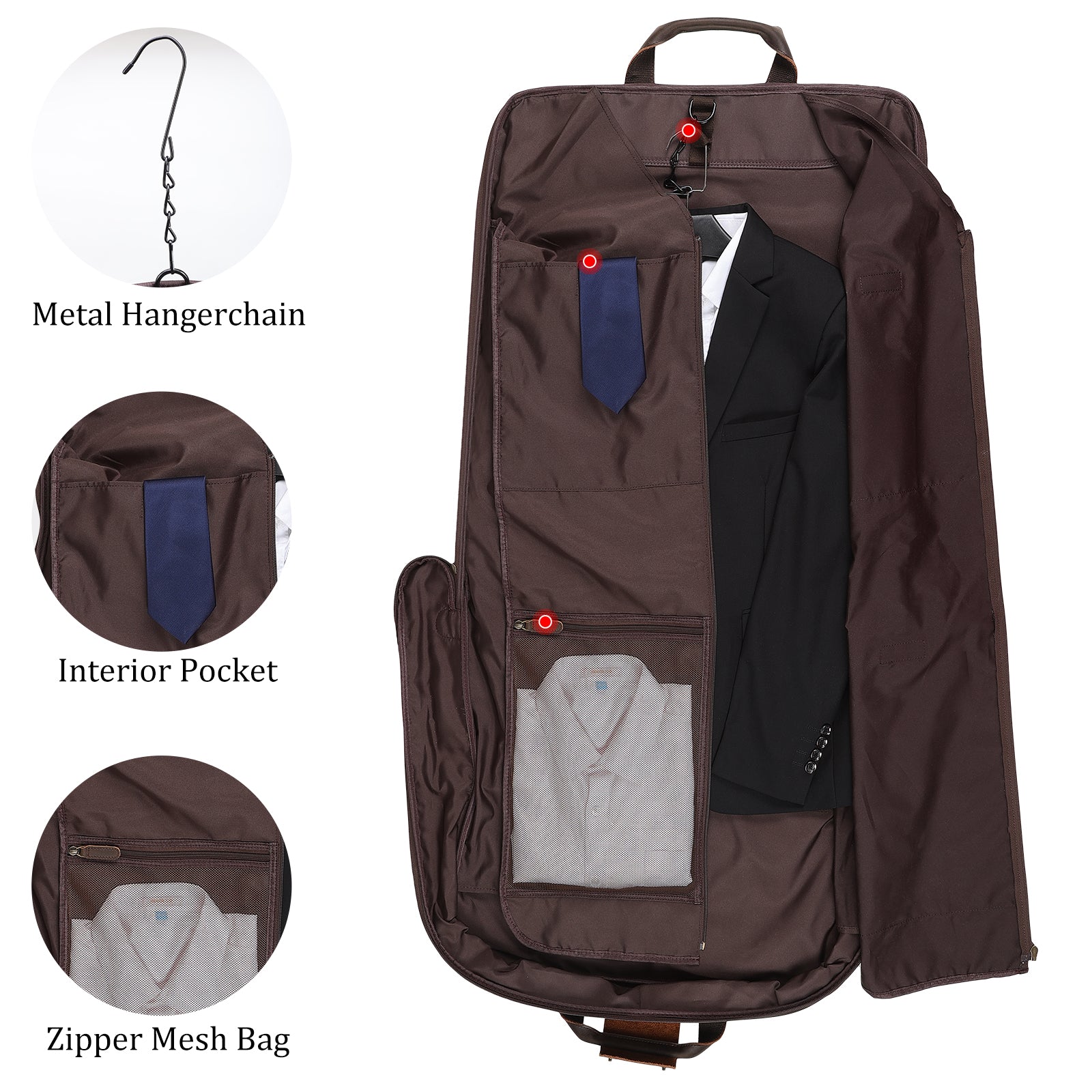 Polare Waxed Canvas Leather Trim Garment Carry on Bag (Details)