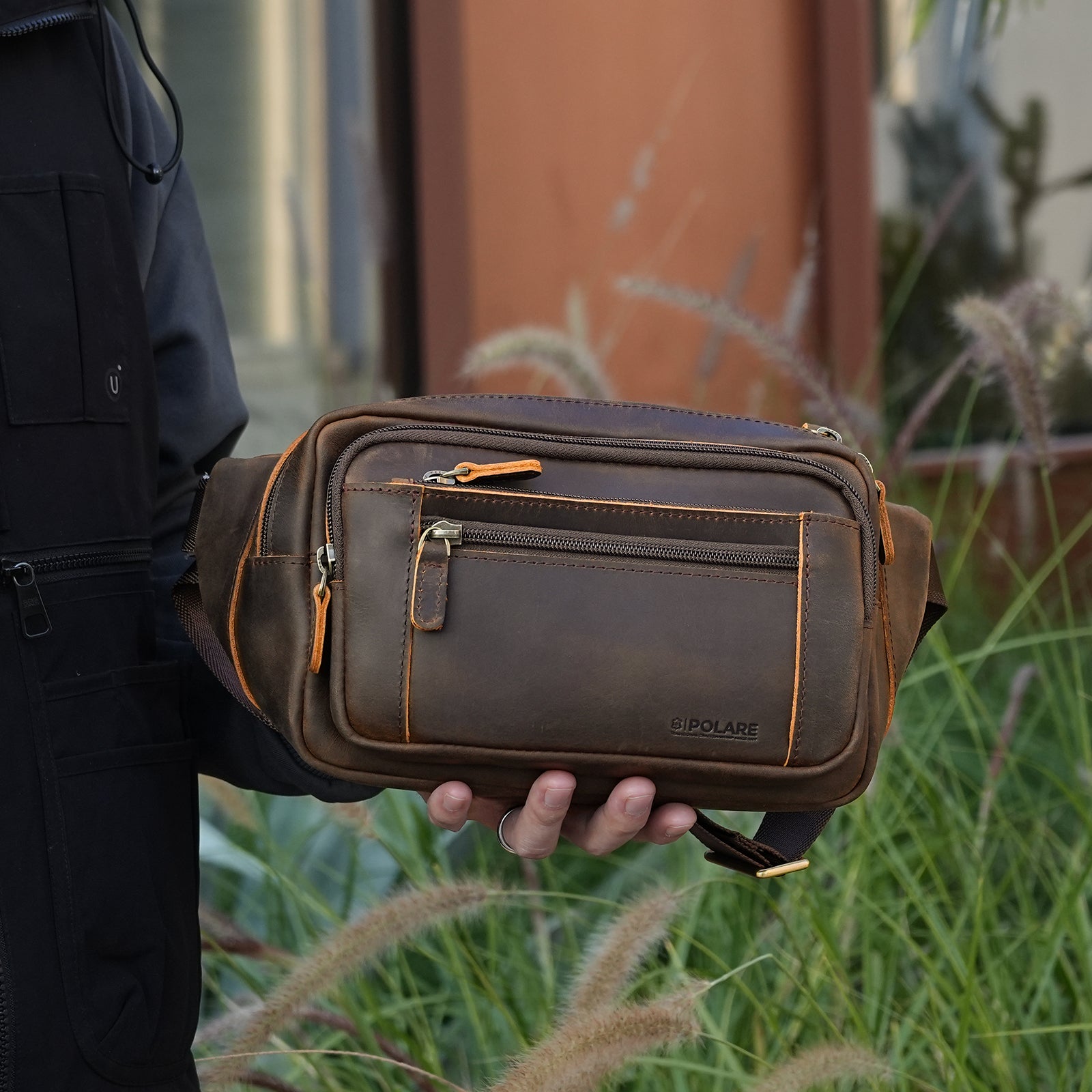 Full Grain Leather Fanny Pack/Waist Belt Bag for Men and Women (Model Display)