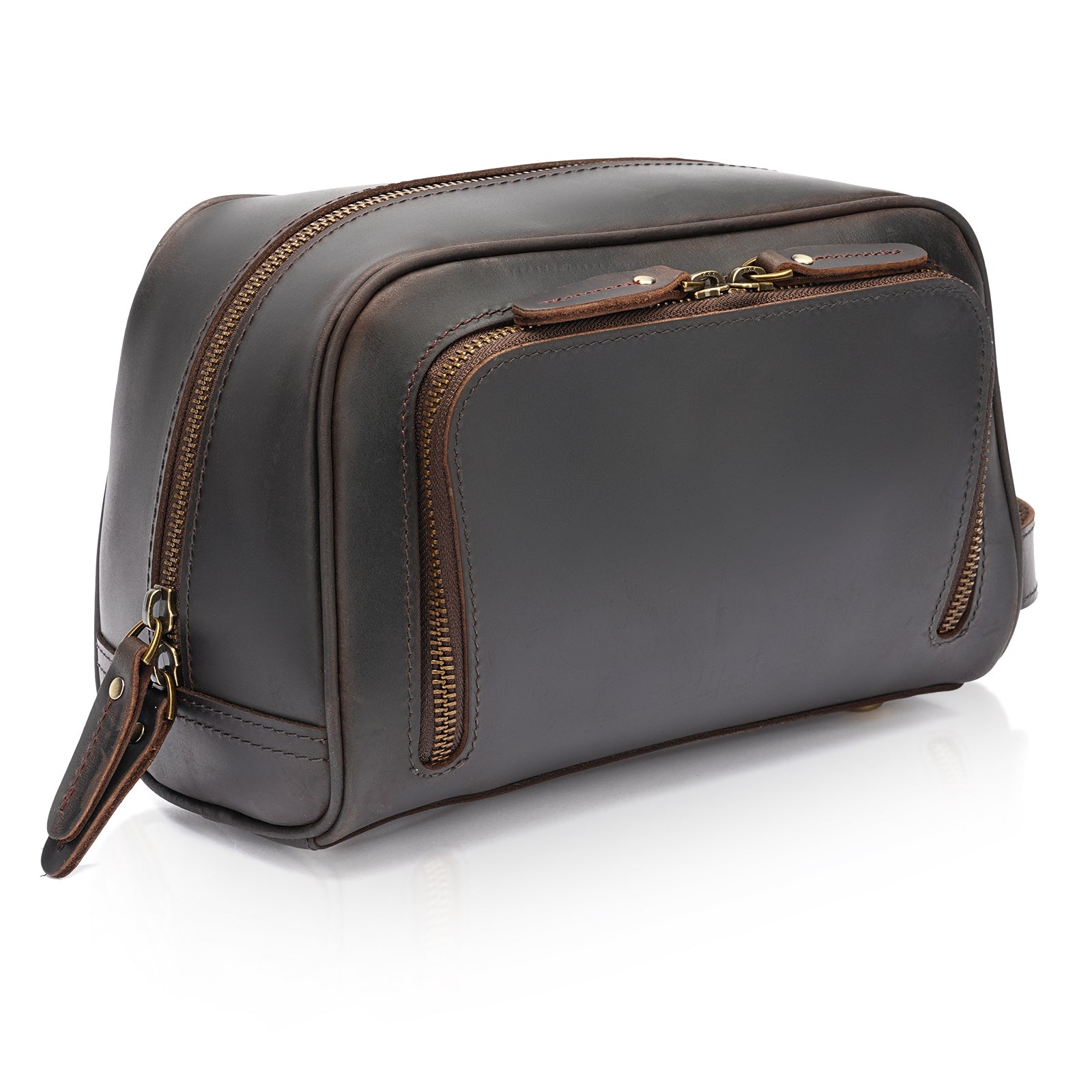 Polare Vintage Full Grain Leather Handmade Travel Toiletry Bag for Men