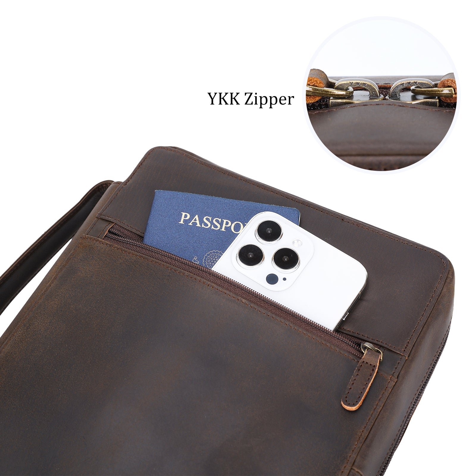 Full Grain Leather Bible Cover Book Holder Carrying Case (Front Pocket)