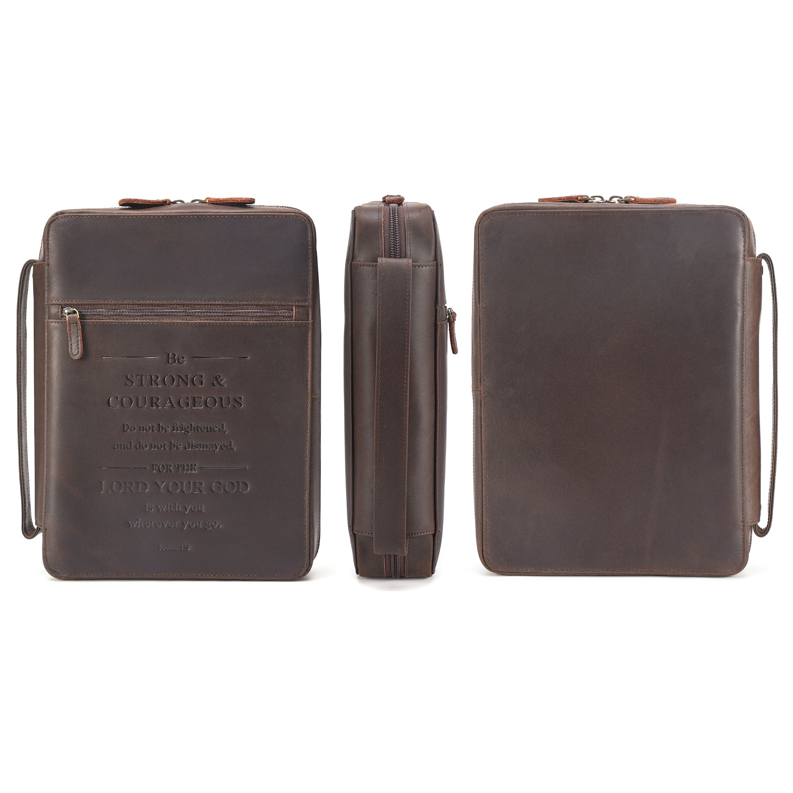 Full Grain Leather Bible Cover Book Holder Carrying Case (Front/Back)