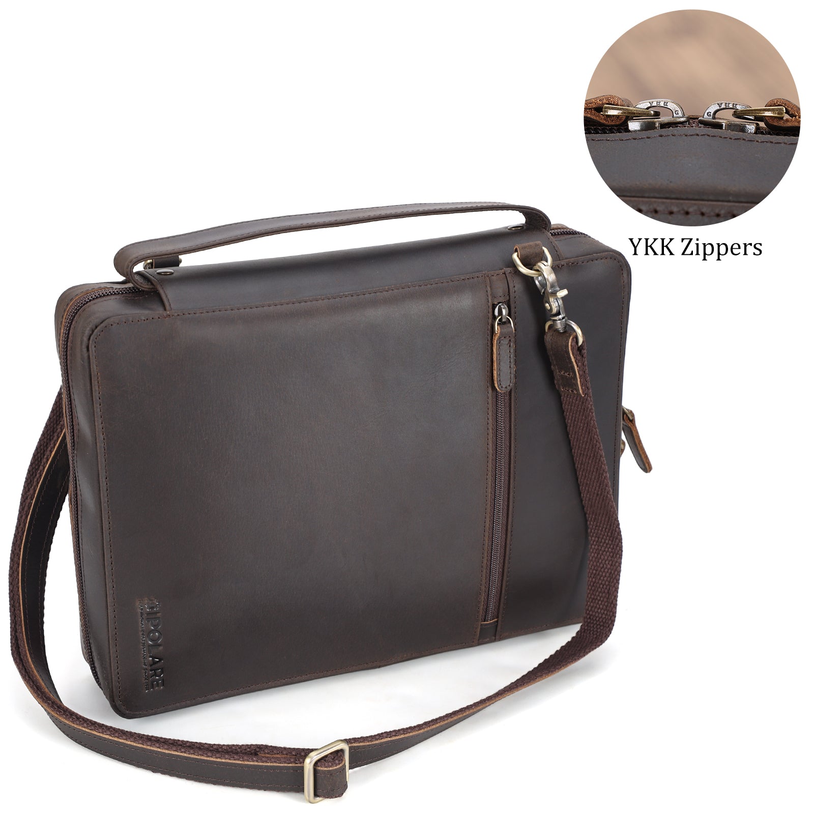 Full Grain Leather Bible Cover Book Holder Carrying Case (Top/YKK Zippers)
