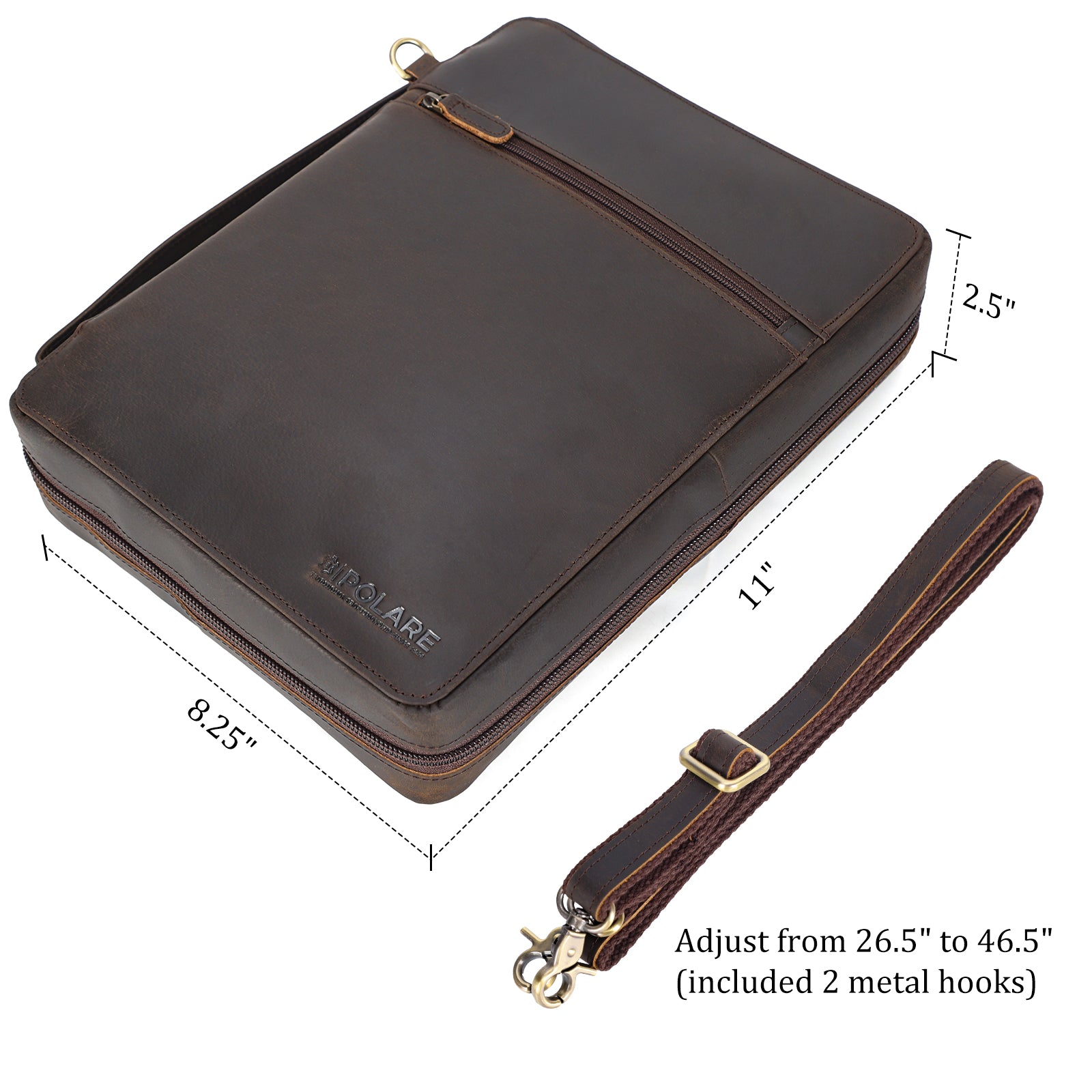 Full Grain Leather Bible Cover Book Holder Carrying Case (Adjustable shoulder strap)
