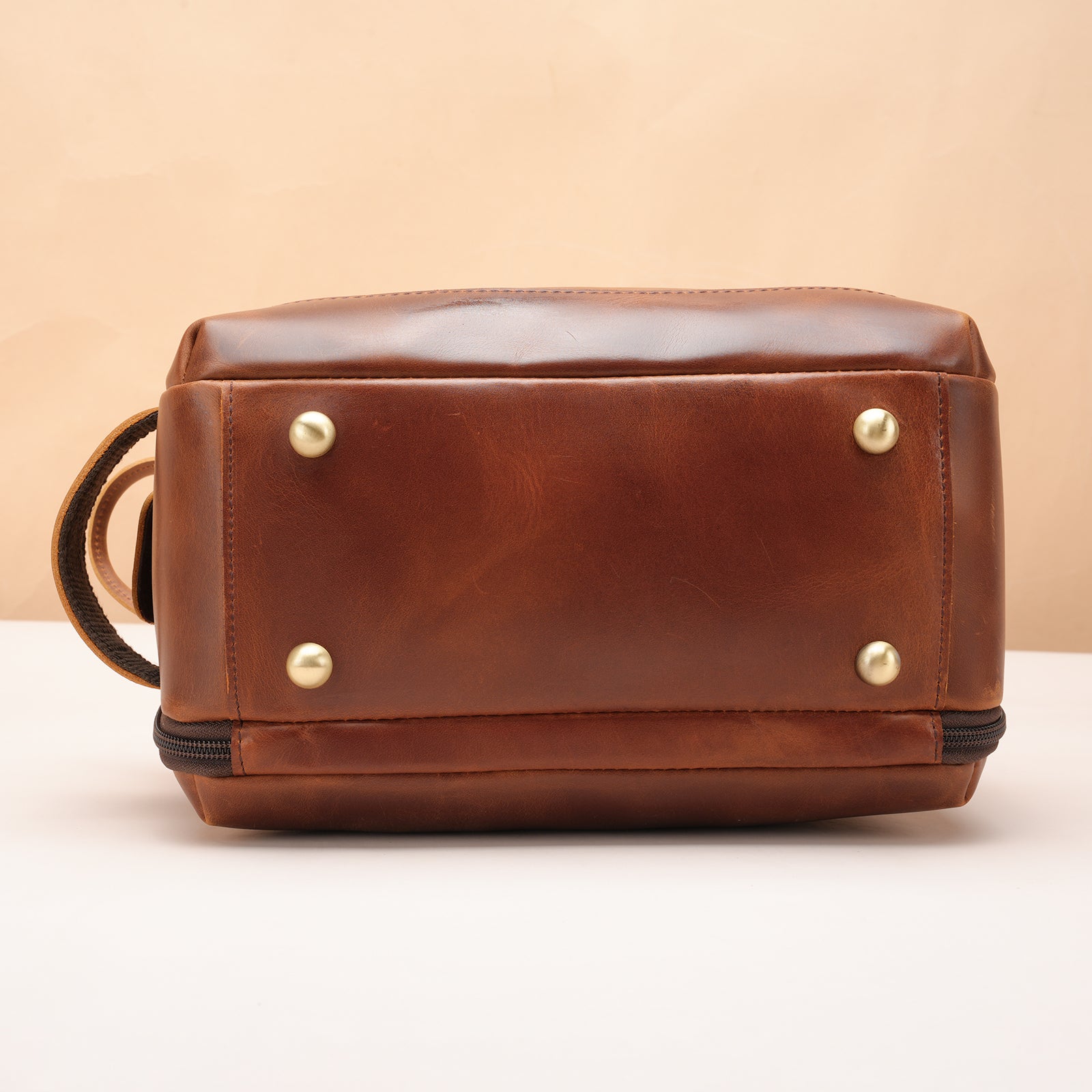 Polare Full Grain Leather Toiletry Bag for Men Large Travel Cosmetic Case Dopp Kit Shaving Kit Wash Pouch with YKK Zippers