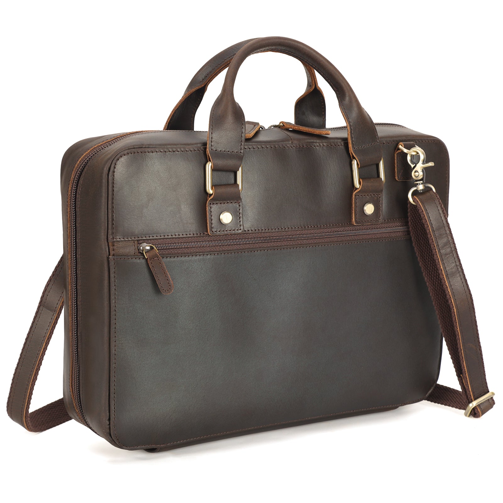 Leather Bible Cover Case Carrying Book Bag (Dark Brown)
