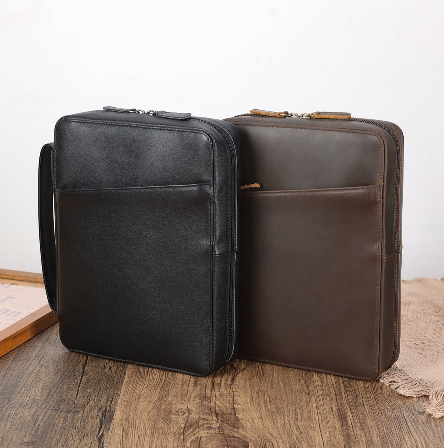 Full Grain Leather Bible Cover Church Bag (Scenario Shows)