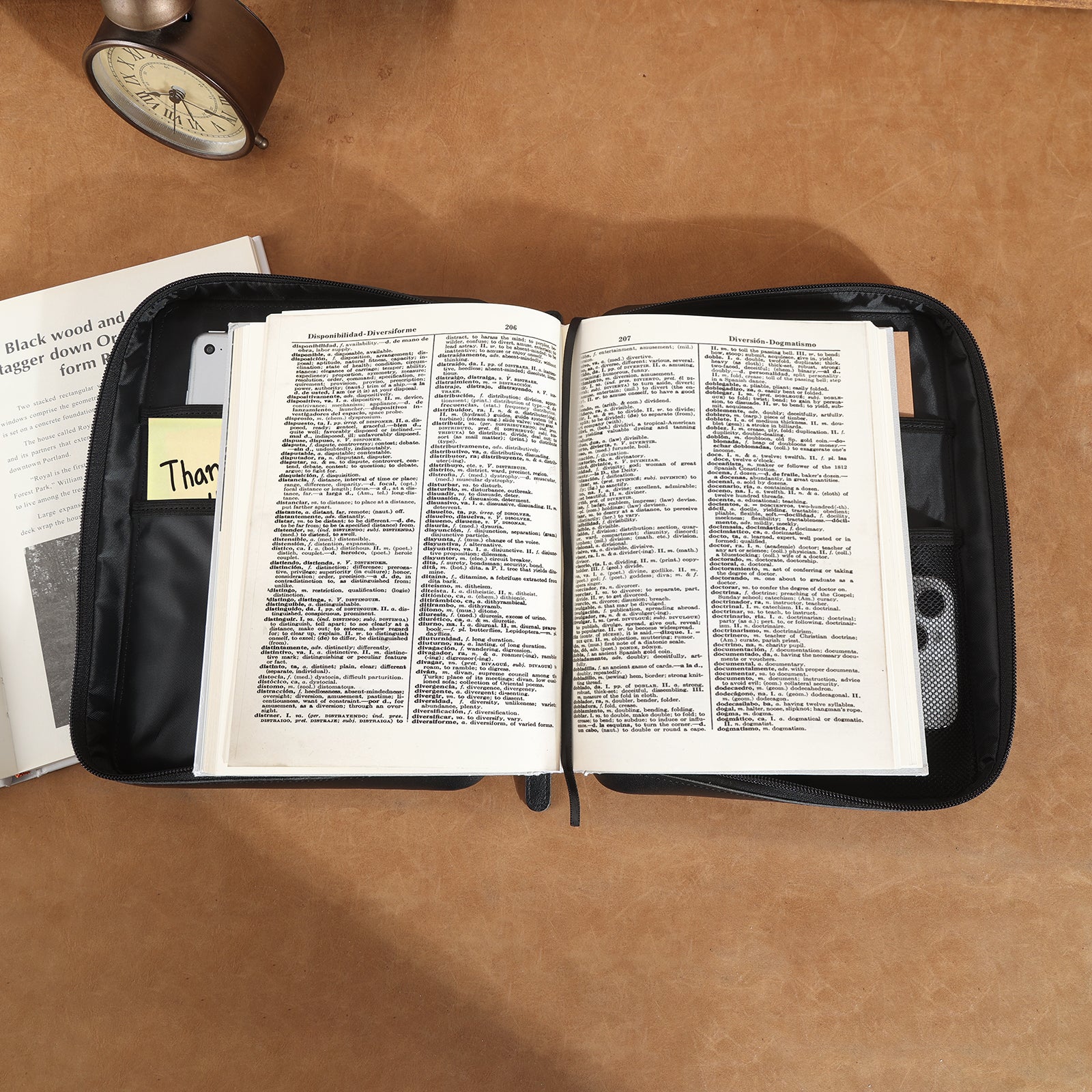 Full Grain Leather Bible Cover Church Bag (Black,Scenario Shows)