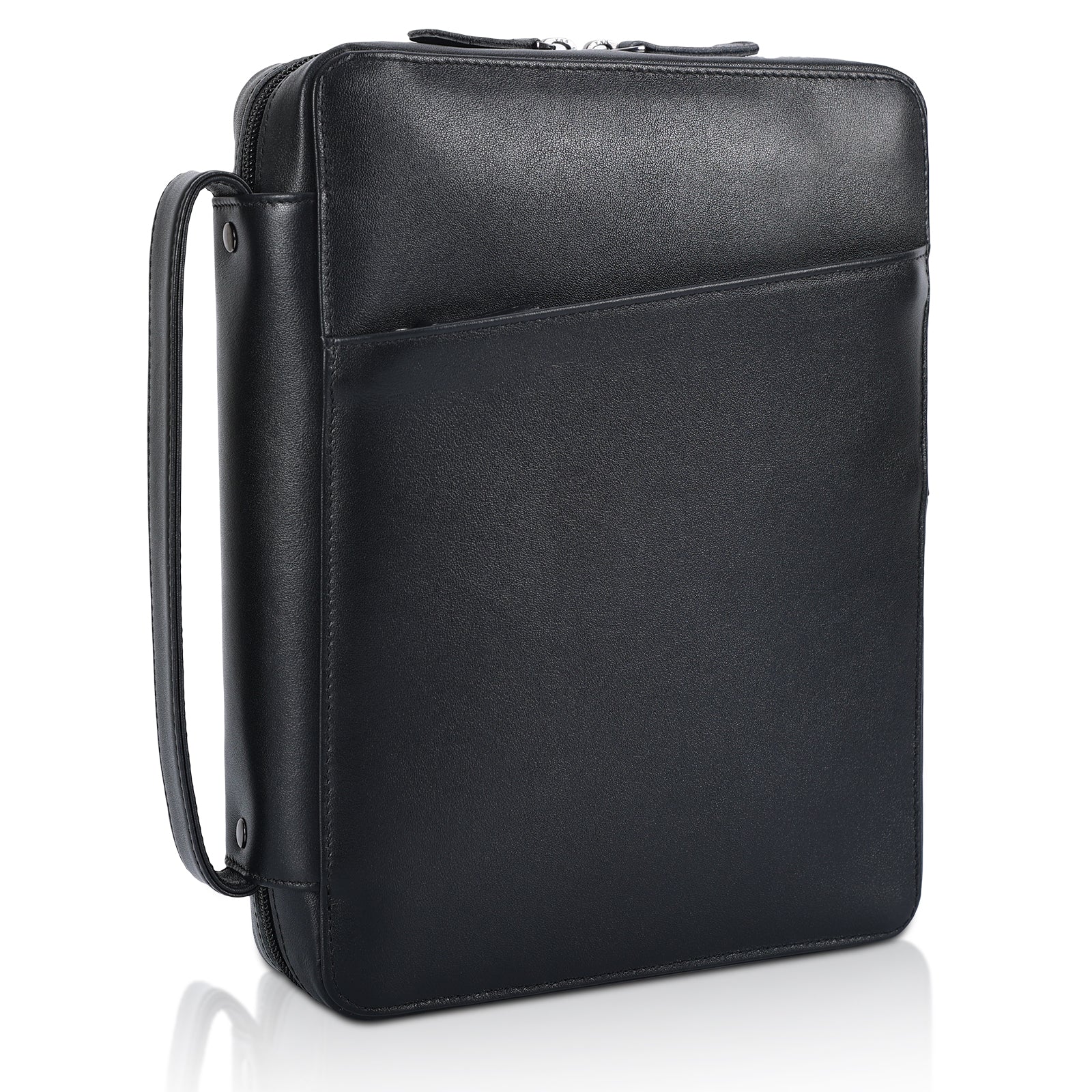 Full Grain Leather Bible Cover Church Bag (Black)