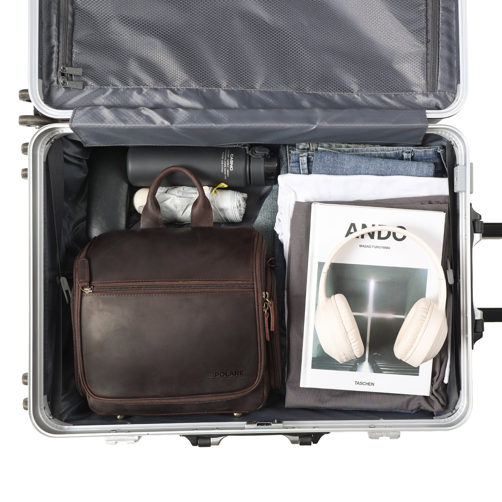 Leather Toiletry Bag Travel Hanging Shaving Kit Organizer Case (Scenario Shows)