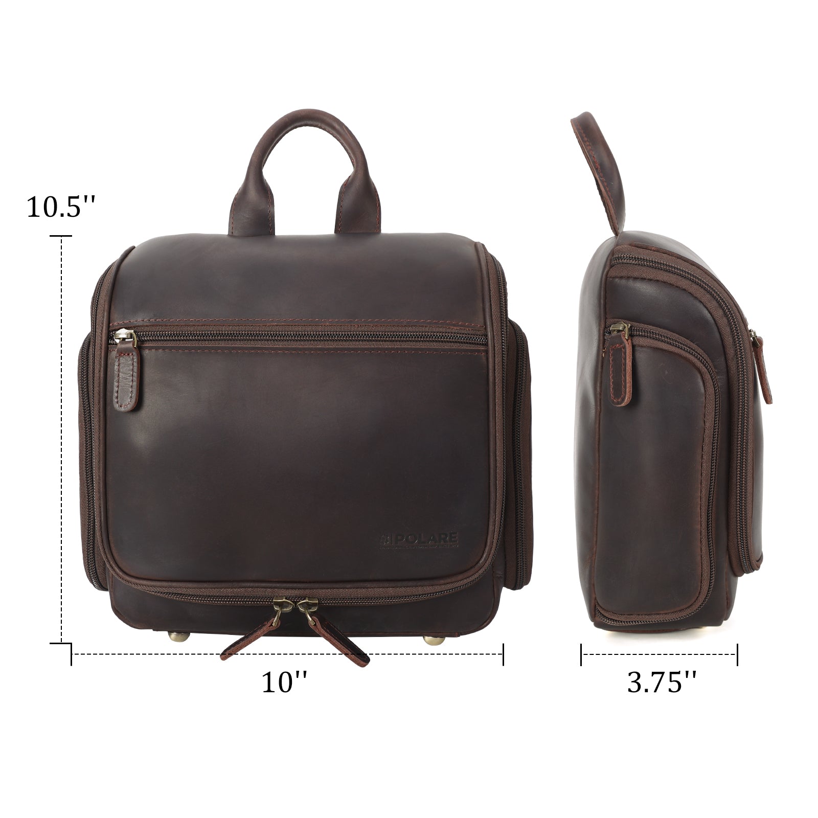 Leather Toiletry Bag Travel Hanging Shaving Kit Organizer Case (Dimension)