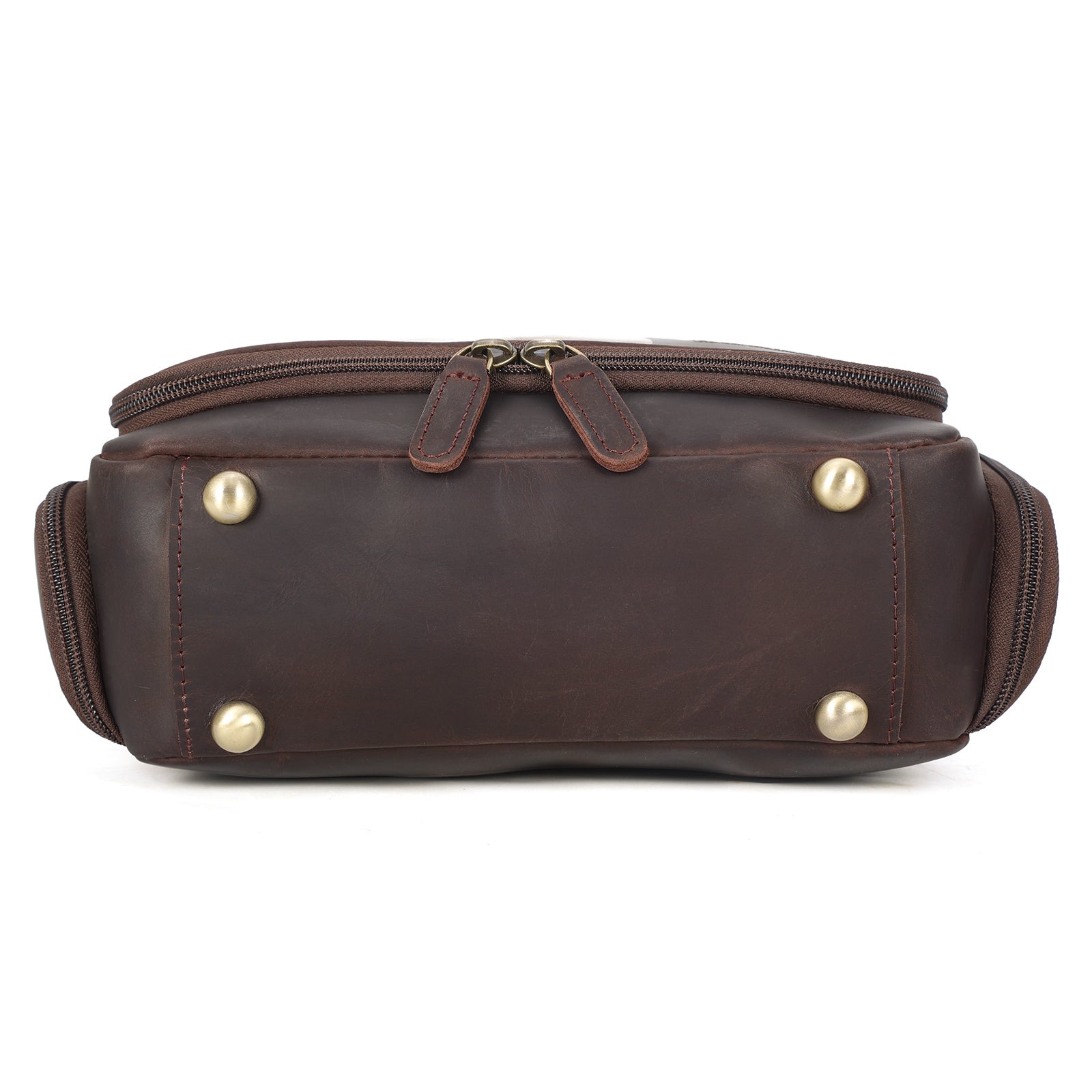 Leather Toiletry Bag Travel Hanging Shaving Kit Organizer Case (Bottom)