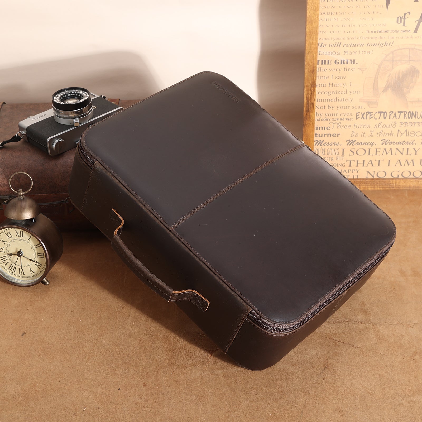 Leather Document Organizer Bag Home Business Safe Folder (Scenario Shows)