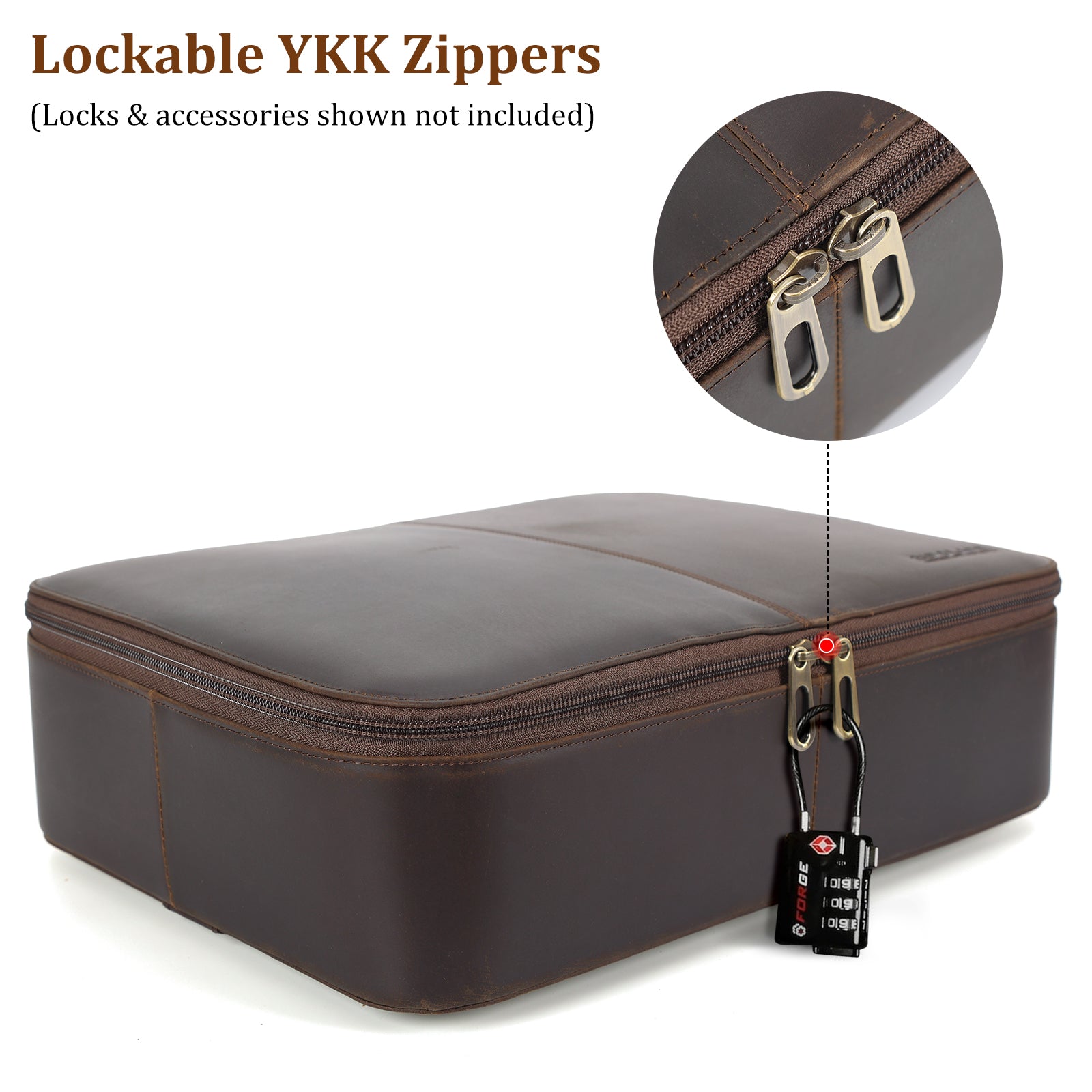 Leather Document Organizer Bag Home Business Safe Folder (Lockable YKK Zippers)