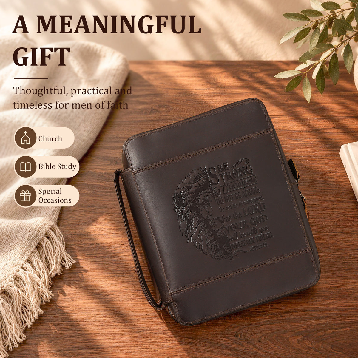 Christian Leather Bible Bag meaningful religious gift for believers