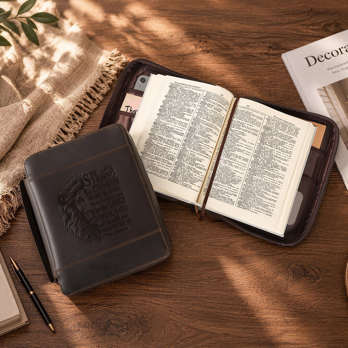 Leather Bible Cover for Church and Bible Study daily devotion