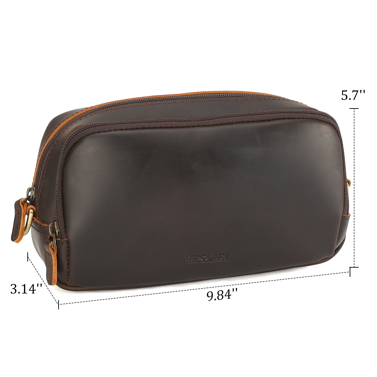 Leather Travel Electronics Organizer Case Cable Storage Carry Bag (Dimension)