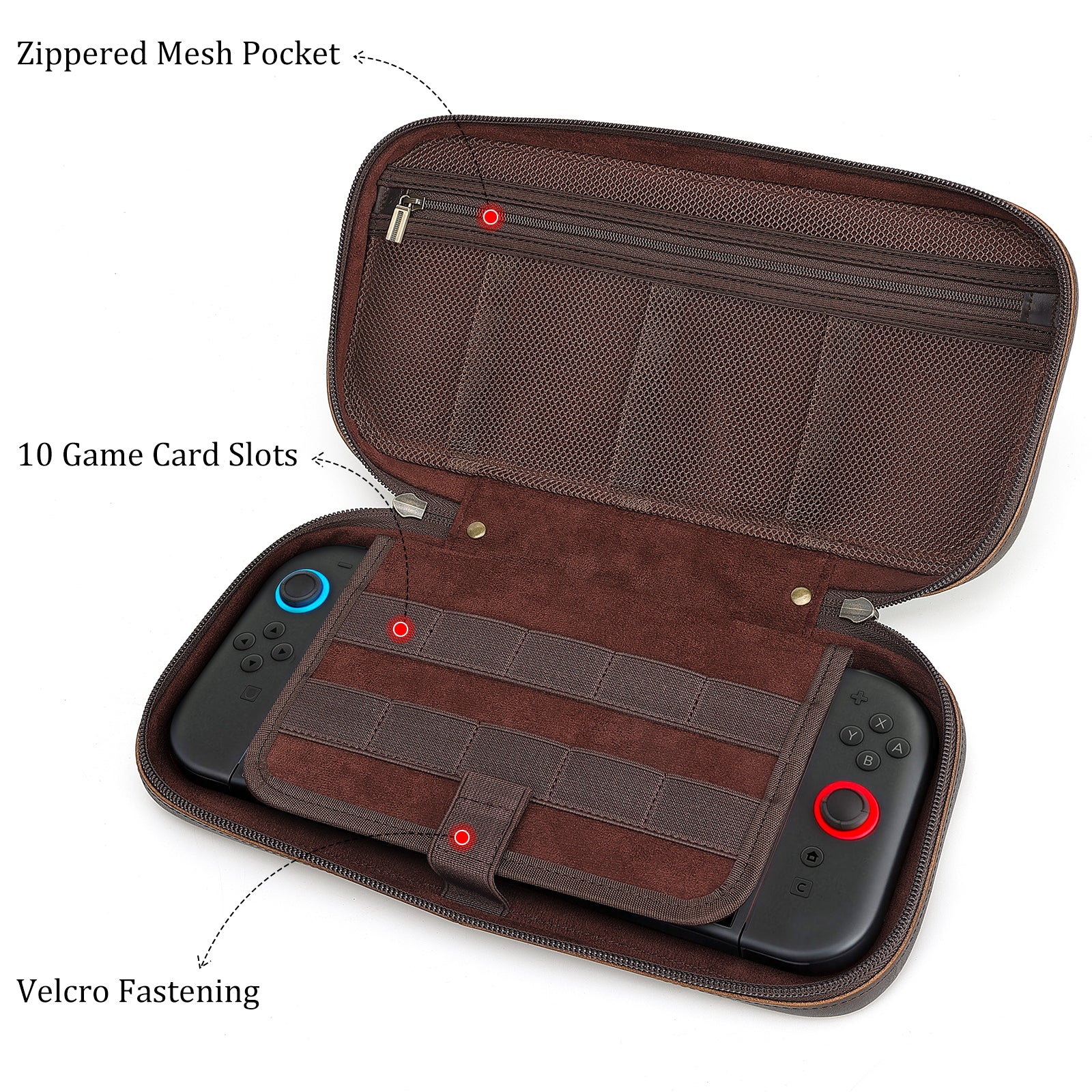 Full Grain Leather Slim Carrying Case for Nintendo Switch 2 (Inside)