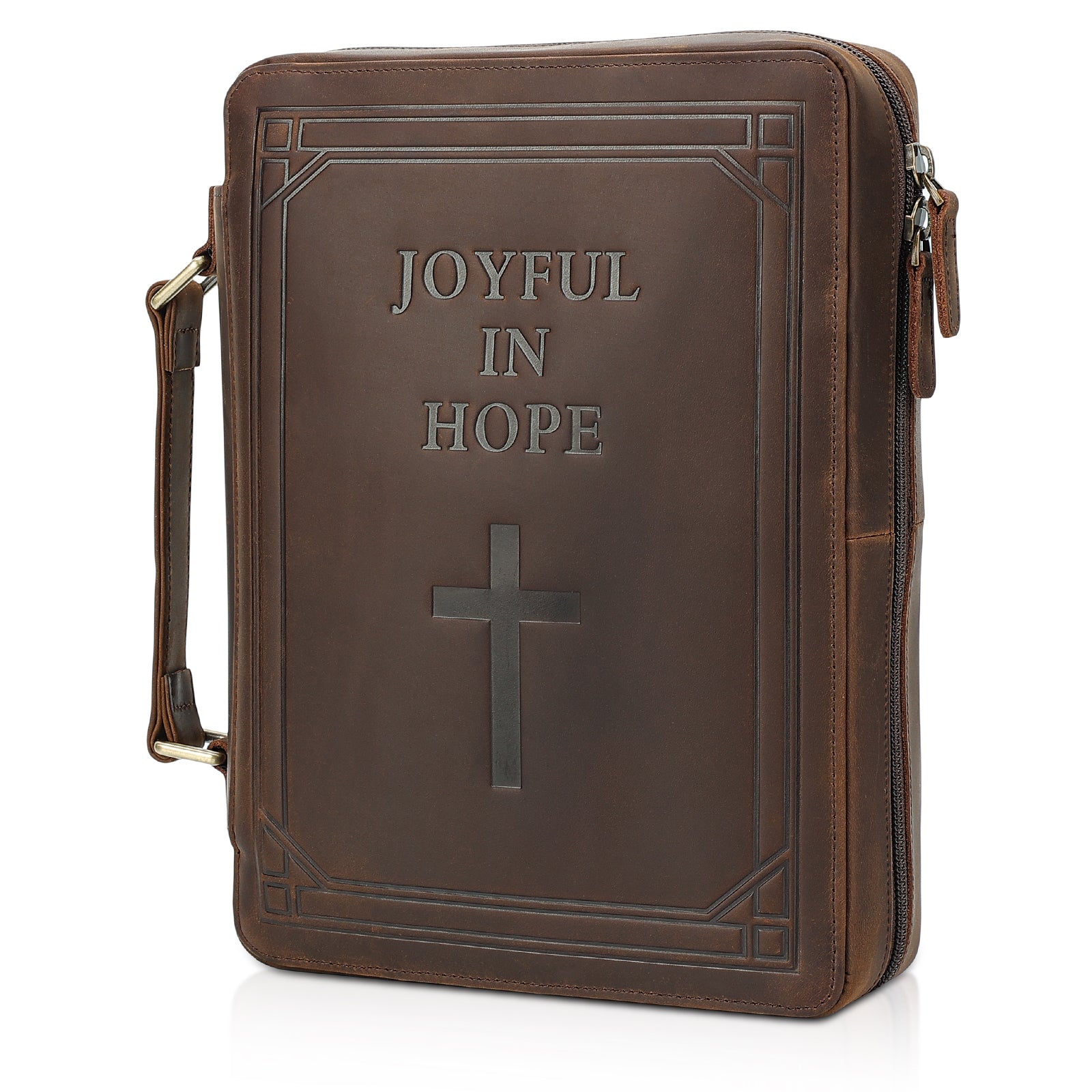 Polare Full Grain Leather Bible Cover Church Bag Carrying Book Case Bi