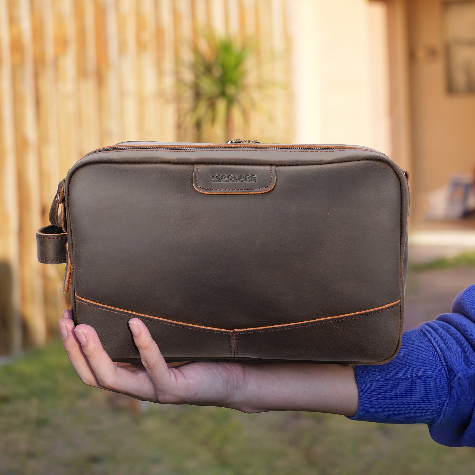 Full Grain Leather Toiletry Bag for Men, Portable Travel Dopp Kit Travel Essentials