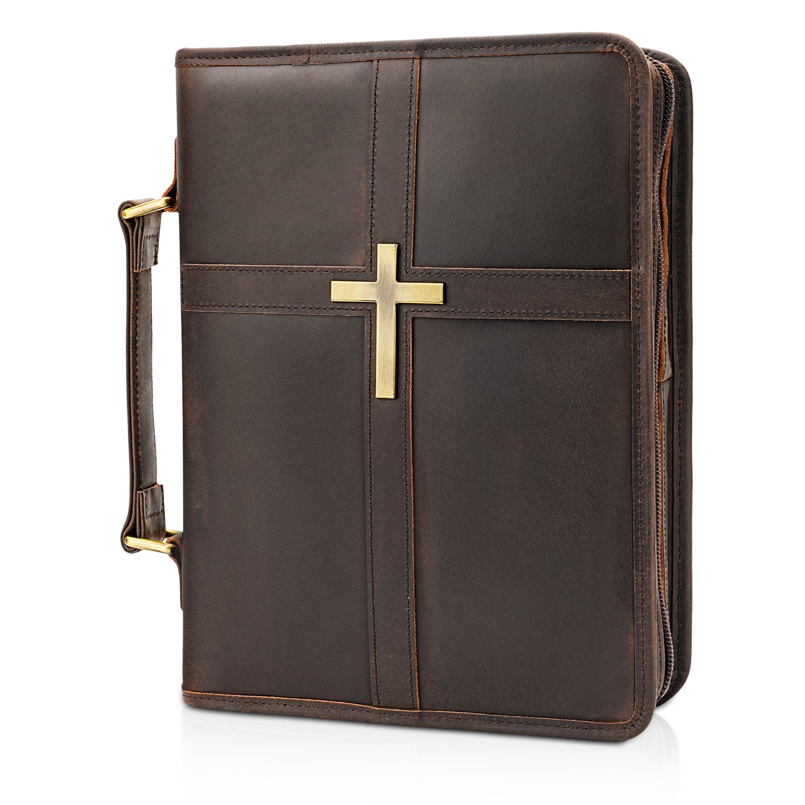 Polare Leather Bible Cover with Cross full grain leather Bible case