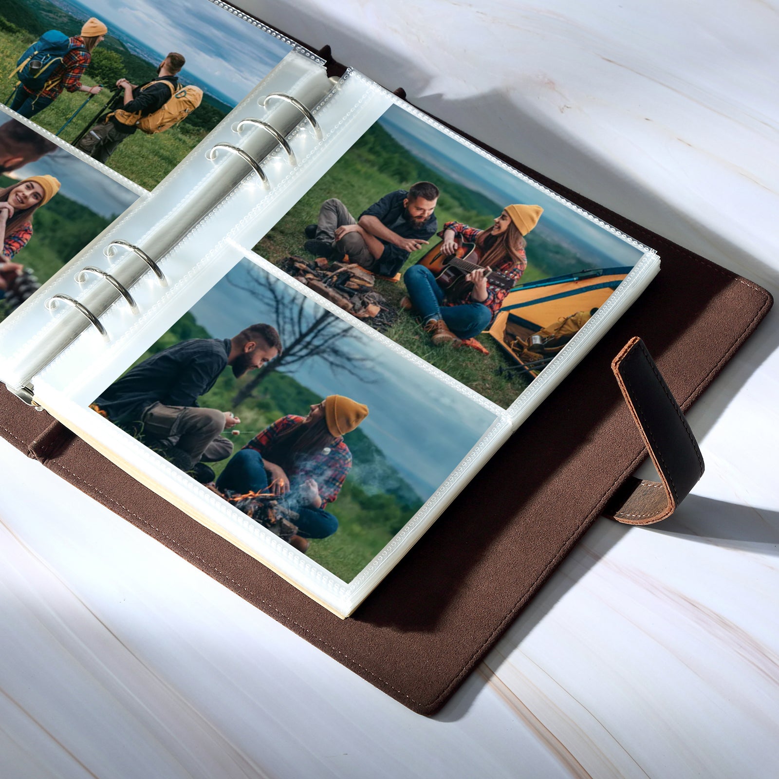 Full Grain Leather Photo Album 4x6 200 Photos with 20 Writing Papers (Scenario Shows)