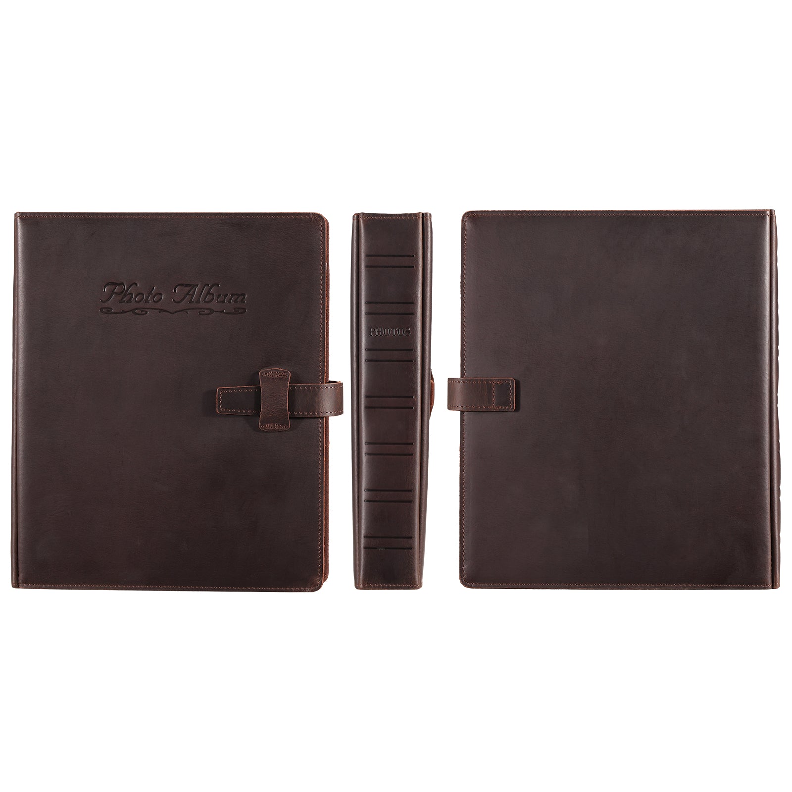 Full Grain Leather Photo Album 4x6 200 Photos with 20 Writing Papers (Front,Profile,Back)
