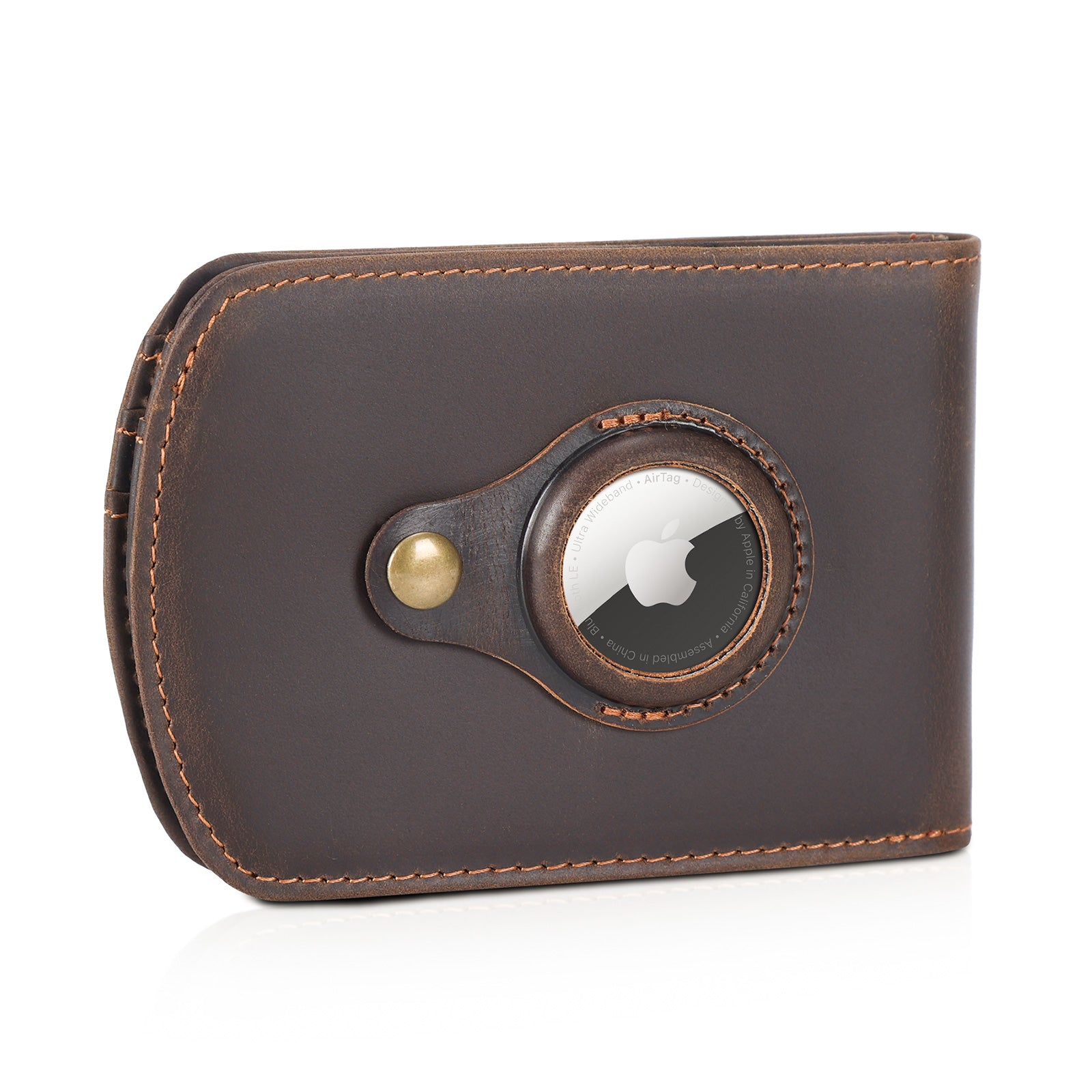 Leather Bifold Wallet for Men with AirTag Slot