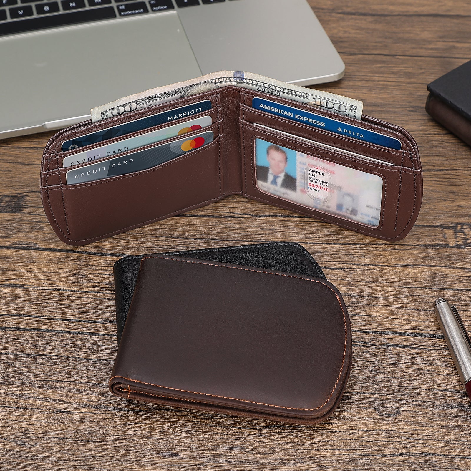 Polare Italian Real Leather RFID Blocking Bifold Wallet for Men (Coffee,Scenario Shows)