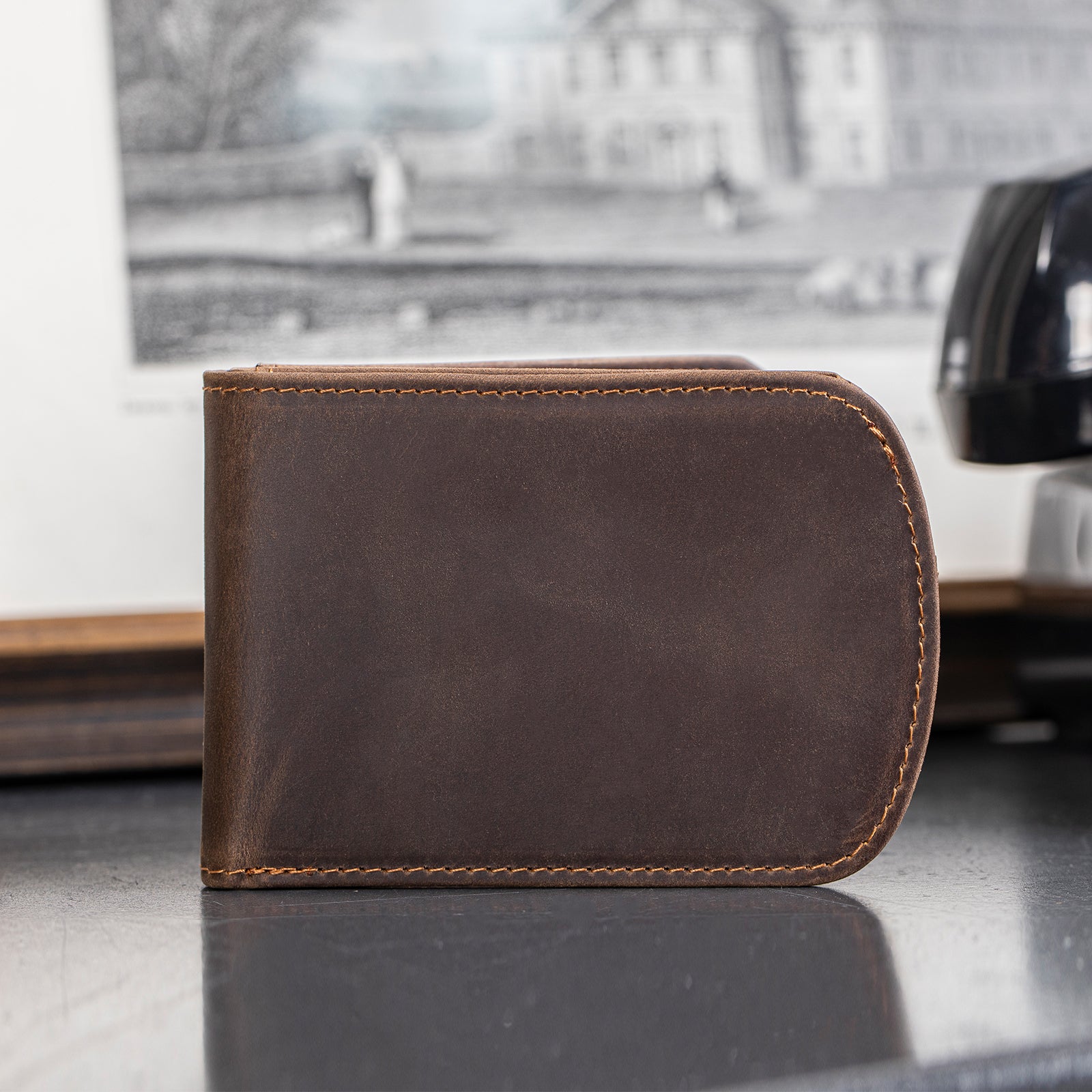Polare Italian Real Leather RFID Blocking Bifold Wallet for Men (Scenario Shows)