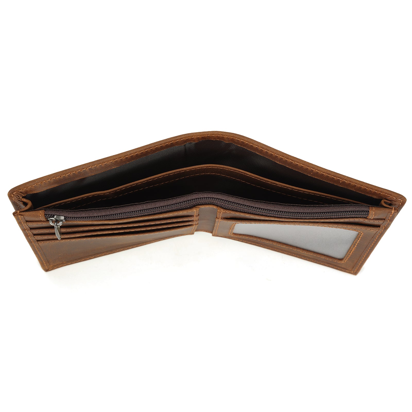 Full Grain Cowhide Leather Bifold Wallet with AirTag Slot (Inside)