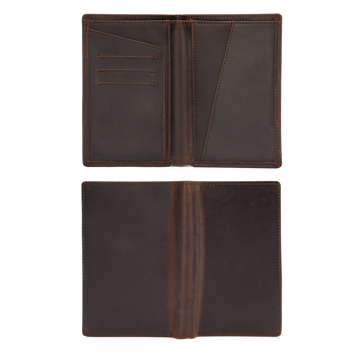 Vintage Leather Passport Cover with Durable Stitching and Slim Profile