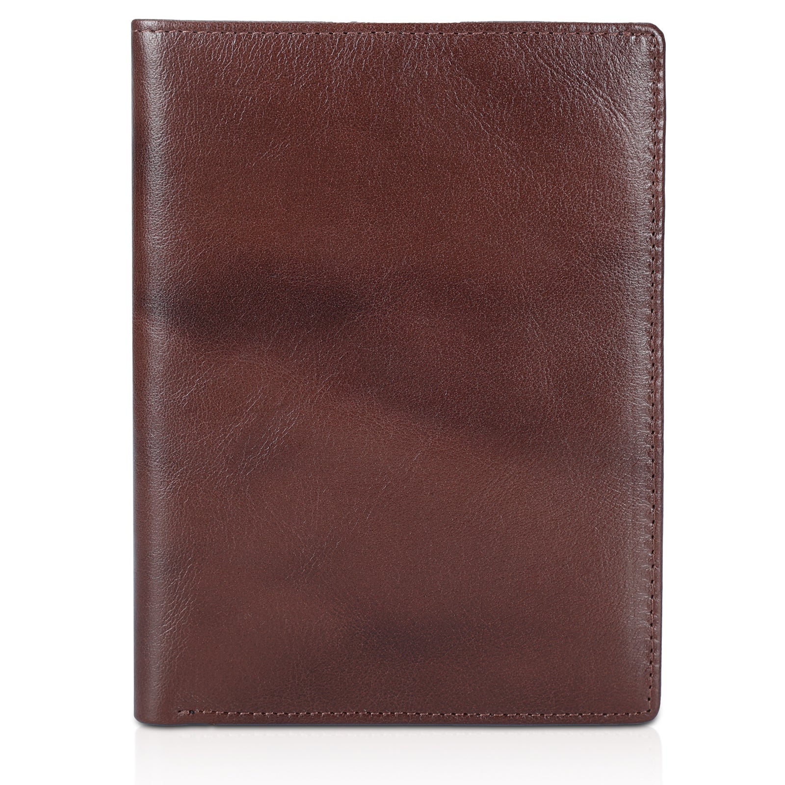 Polare RFID Blocking Leather Passport Holder Travel Bifold Wallet (Coffee)