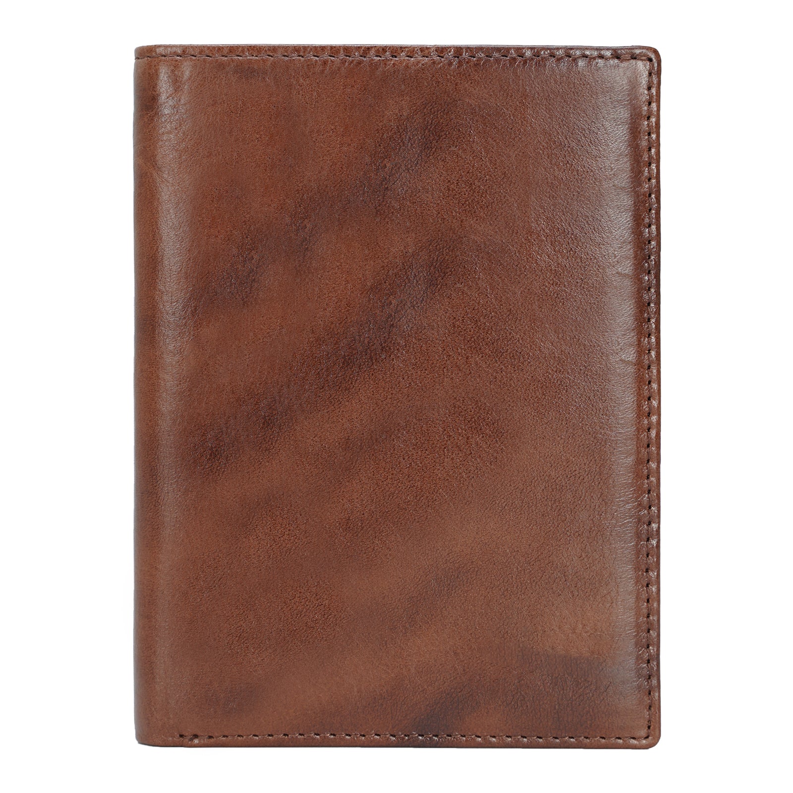 Polare RFID Blocking Leather Passport Holder Travel Bifold Wallet (Coffee)