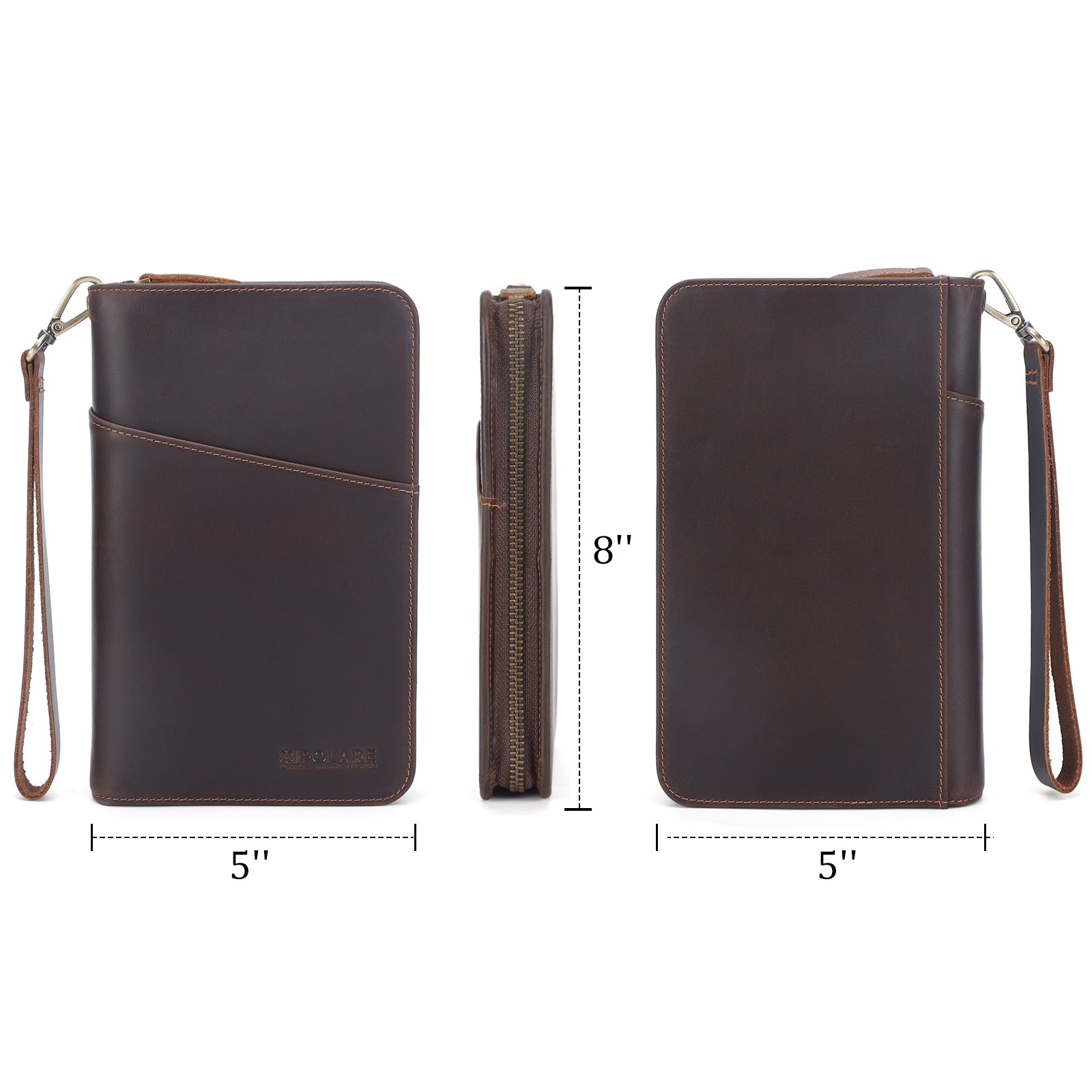 Leather Passport Holder Cover Case for Men with AirTag Slot (Dimension)