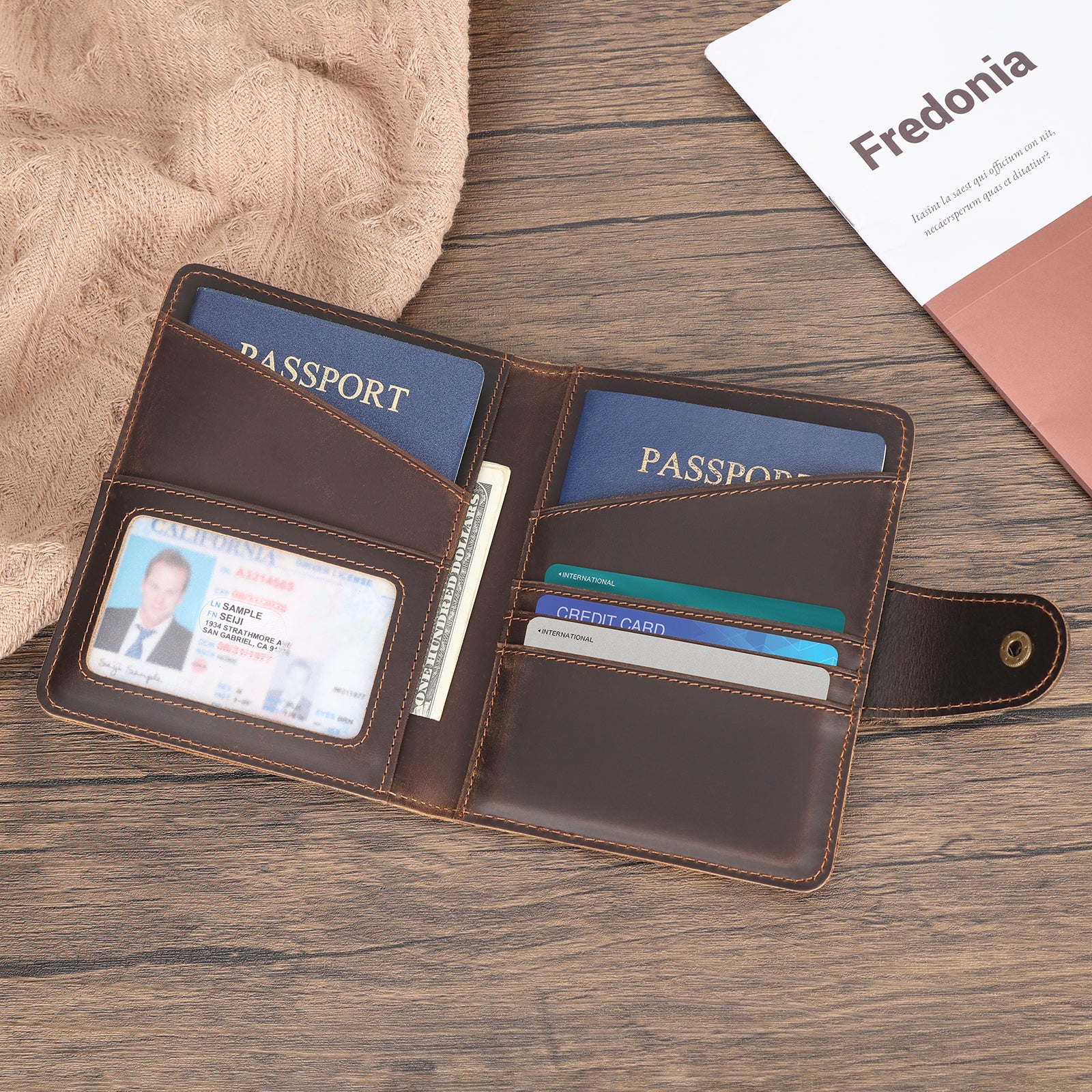 Travel Passport Holders 2 Passports with AirTag Slot (Scenario Shows)