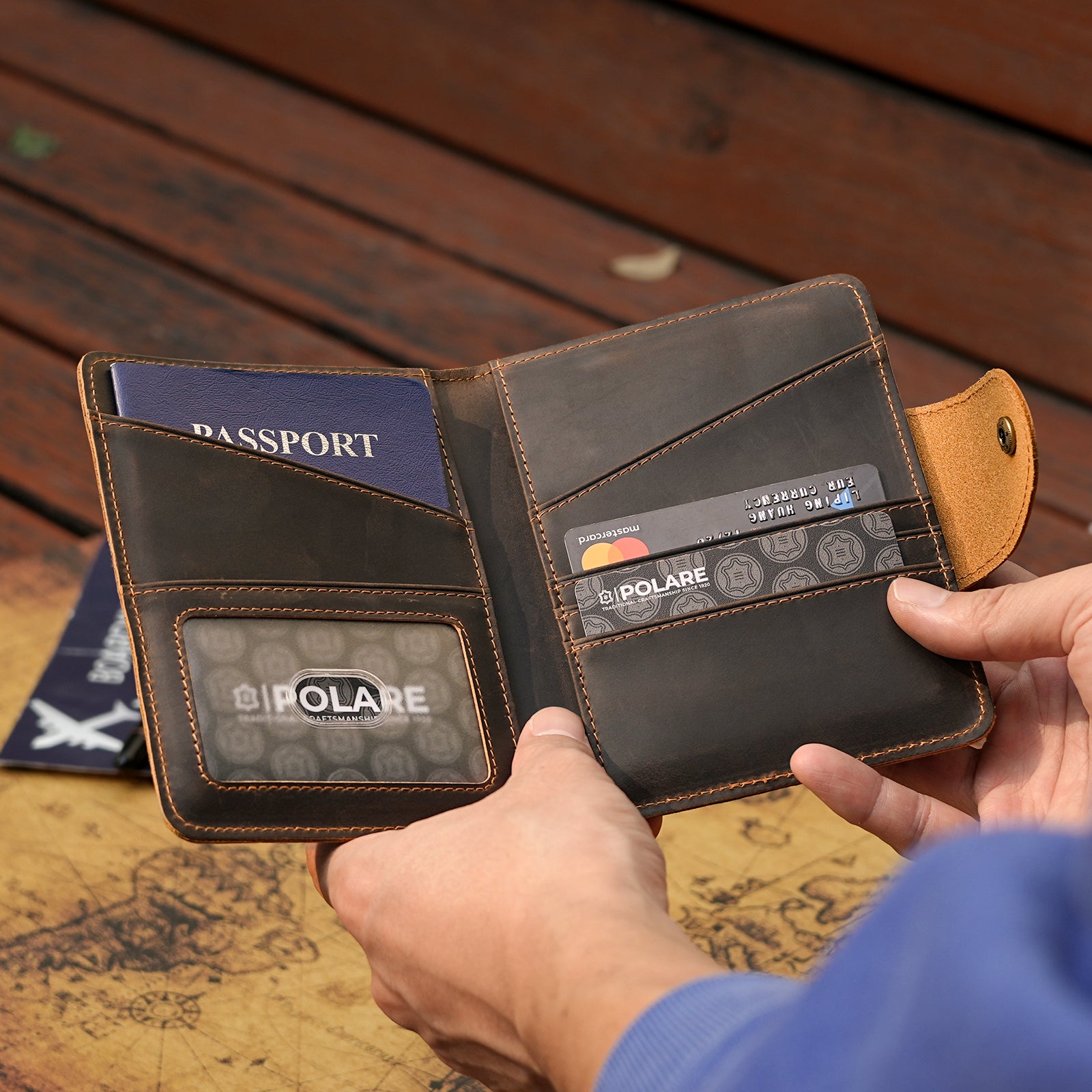 Travel Passport Holders 2 Passports with AirTag Slot (airtag passport holder)