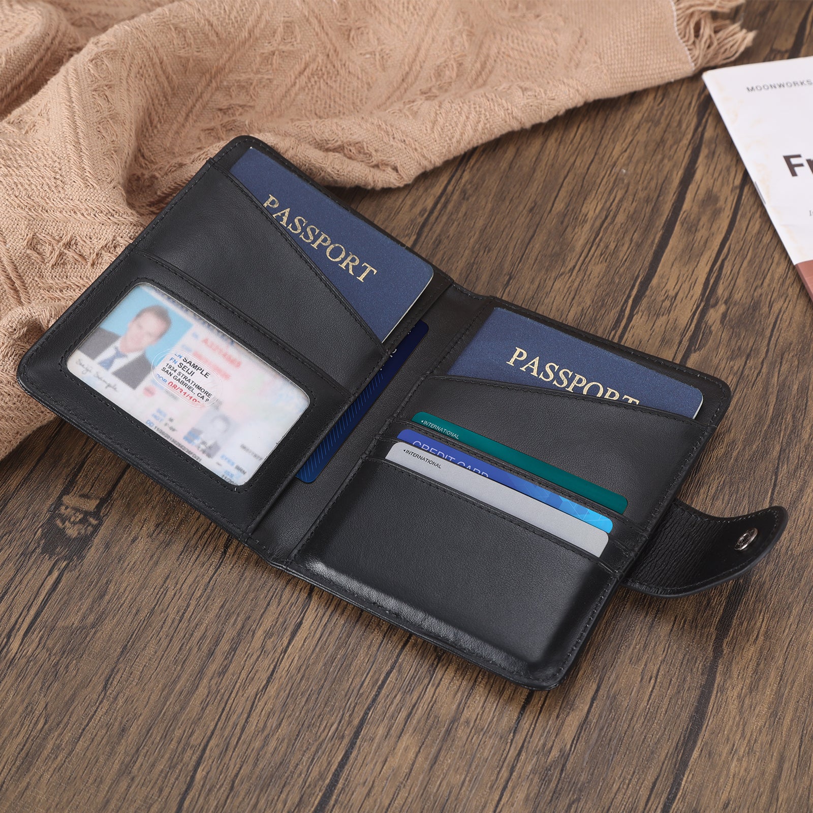 Travel Passport Holders 2 Passports with AirTag Slot (Napa Leather Passport Wallet)