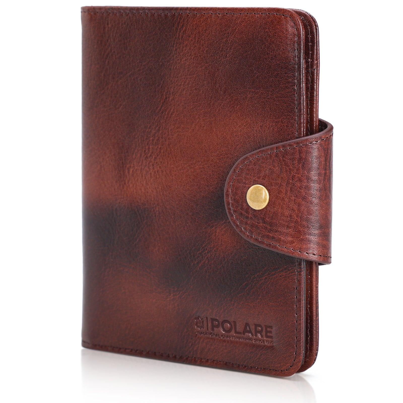 Polare Full Grain Leather Slim and Soft RFID Blocking Passport Wallet (Coffee)