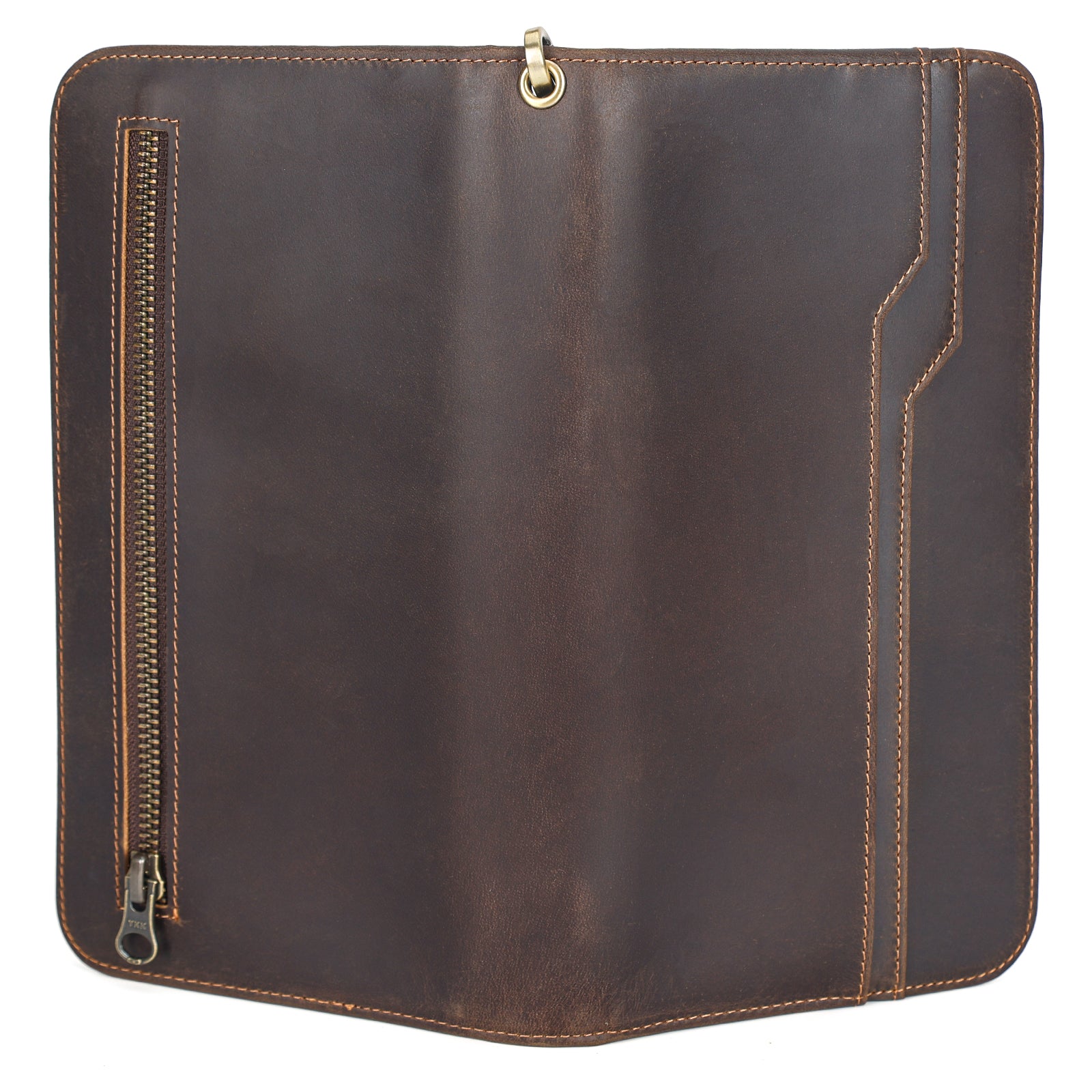 Polare Full Grain Leather Family Travel Passport Wallet and Documents Organizer RFID Blocking Case Holder Fits 6 Passports with AirTag Slot