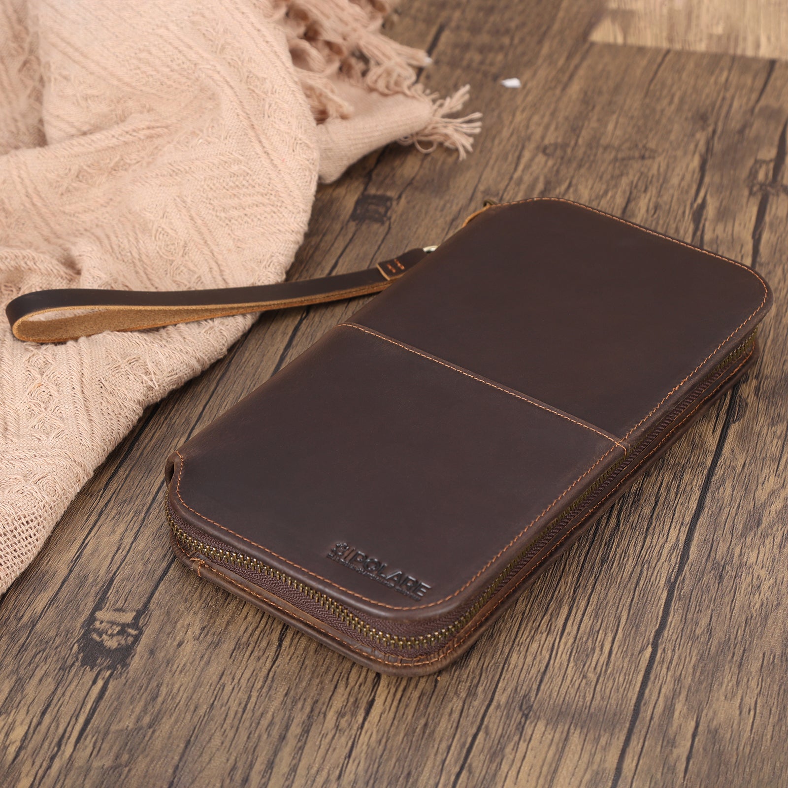 Leather Family Passport Holder Travel Wallet with AirTag Slot (Scenario Shows)