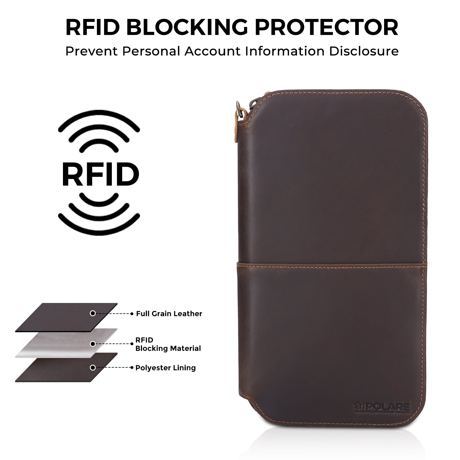 Leather Family Passport Holder Travel Wallet with AirTag Slot (RFID Blocking)