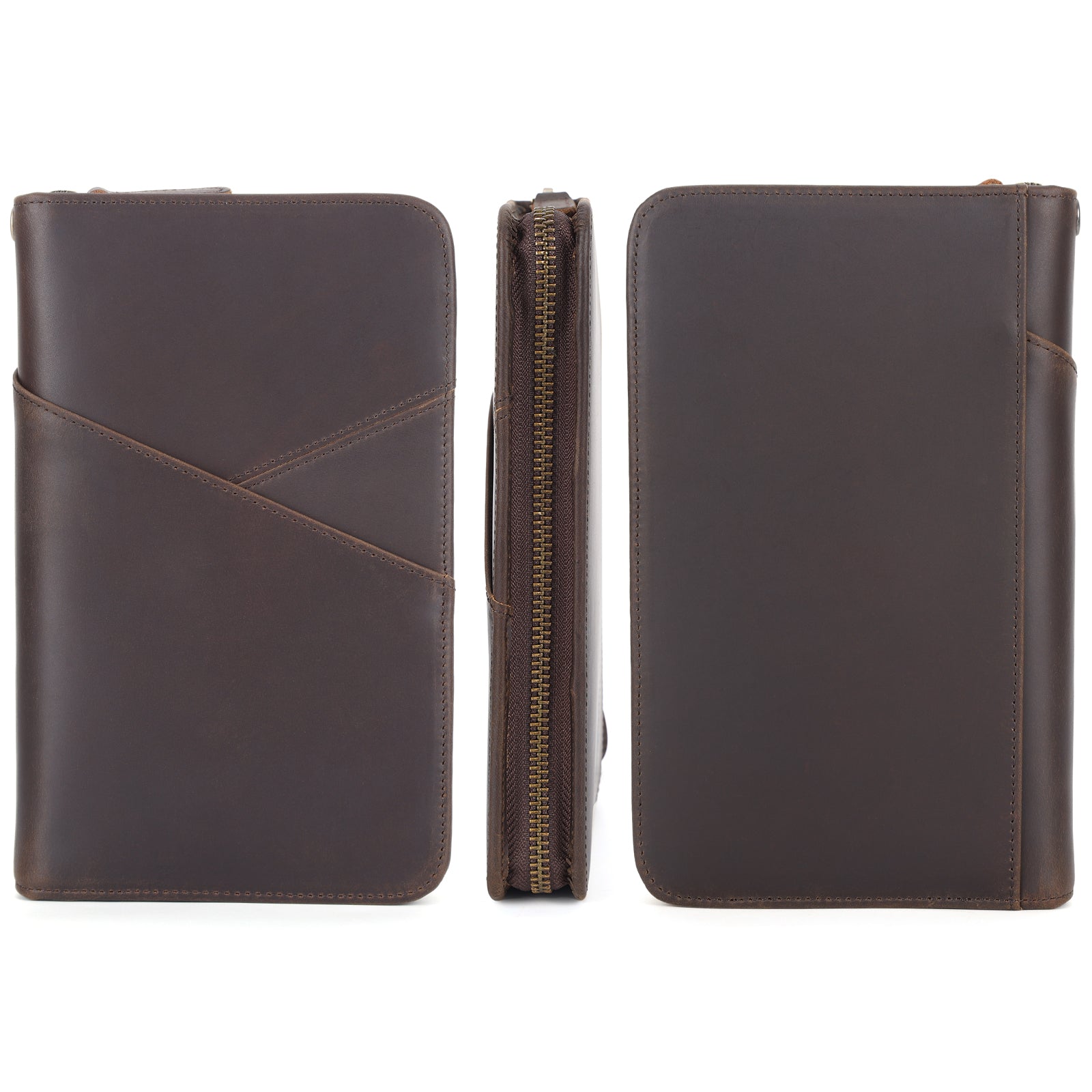 Full Grain Leather Passport Holder with AirTag Slot (Front/Back)