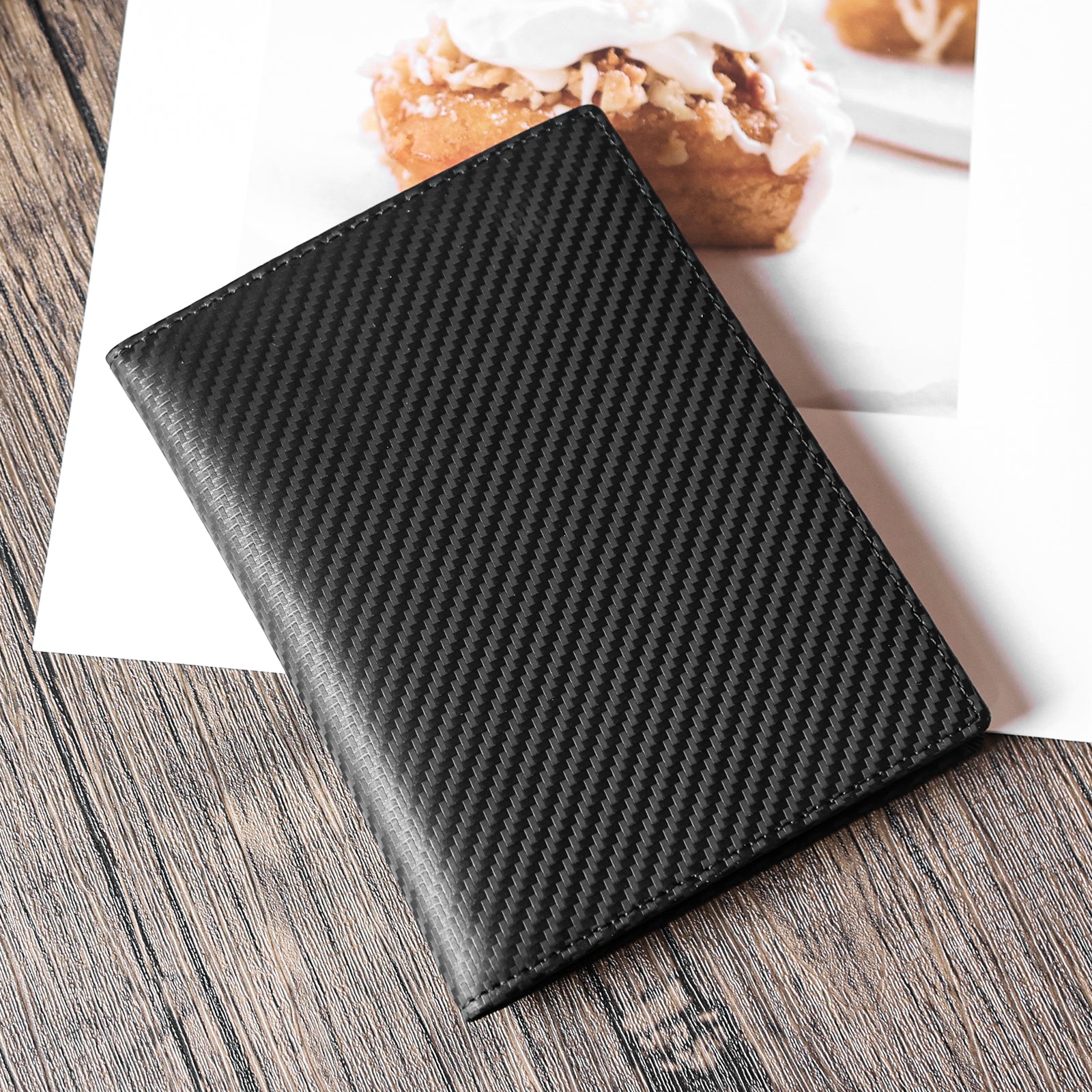 Full Grain Leather Bifold Wallet Passport Holders 2 Passports (Scenario Shows)