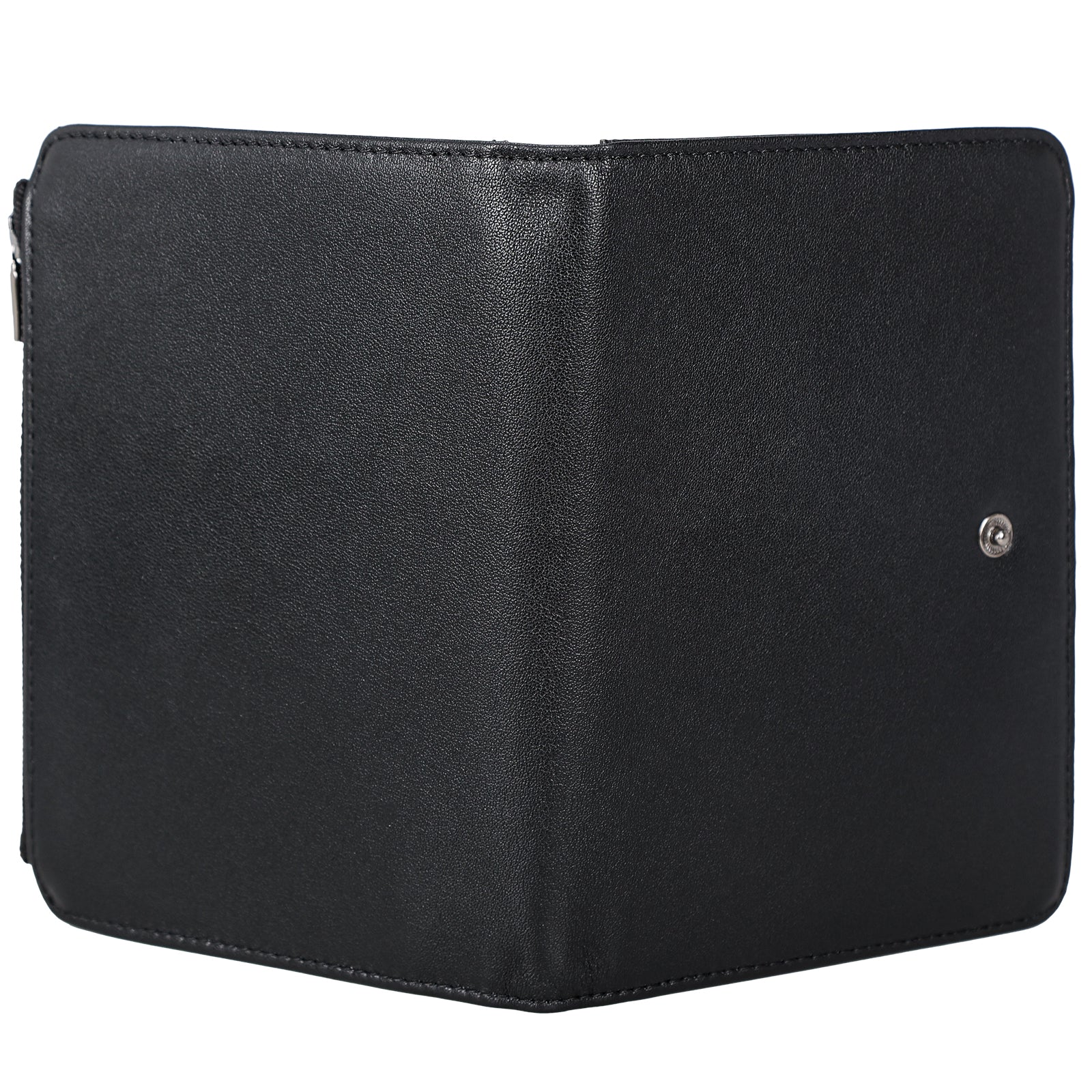Full Grain Leather 2 Passports Travel Wallet Holder RFID Blocking (Black,Back)