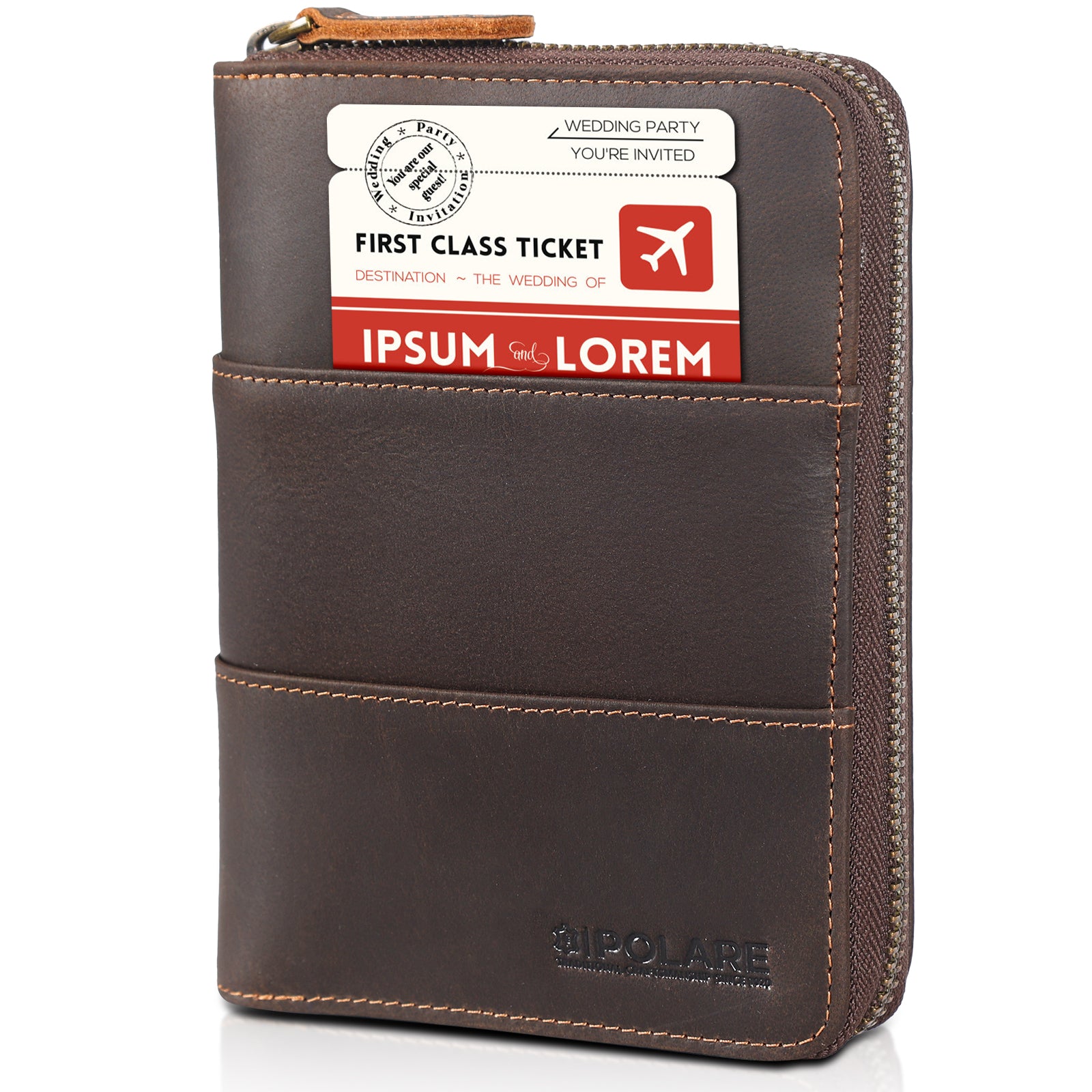 Full Grain Leather Travel Passport Wallet 2 Passports (Dark Brown)