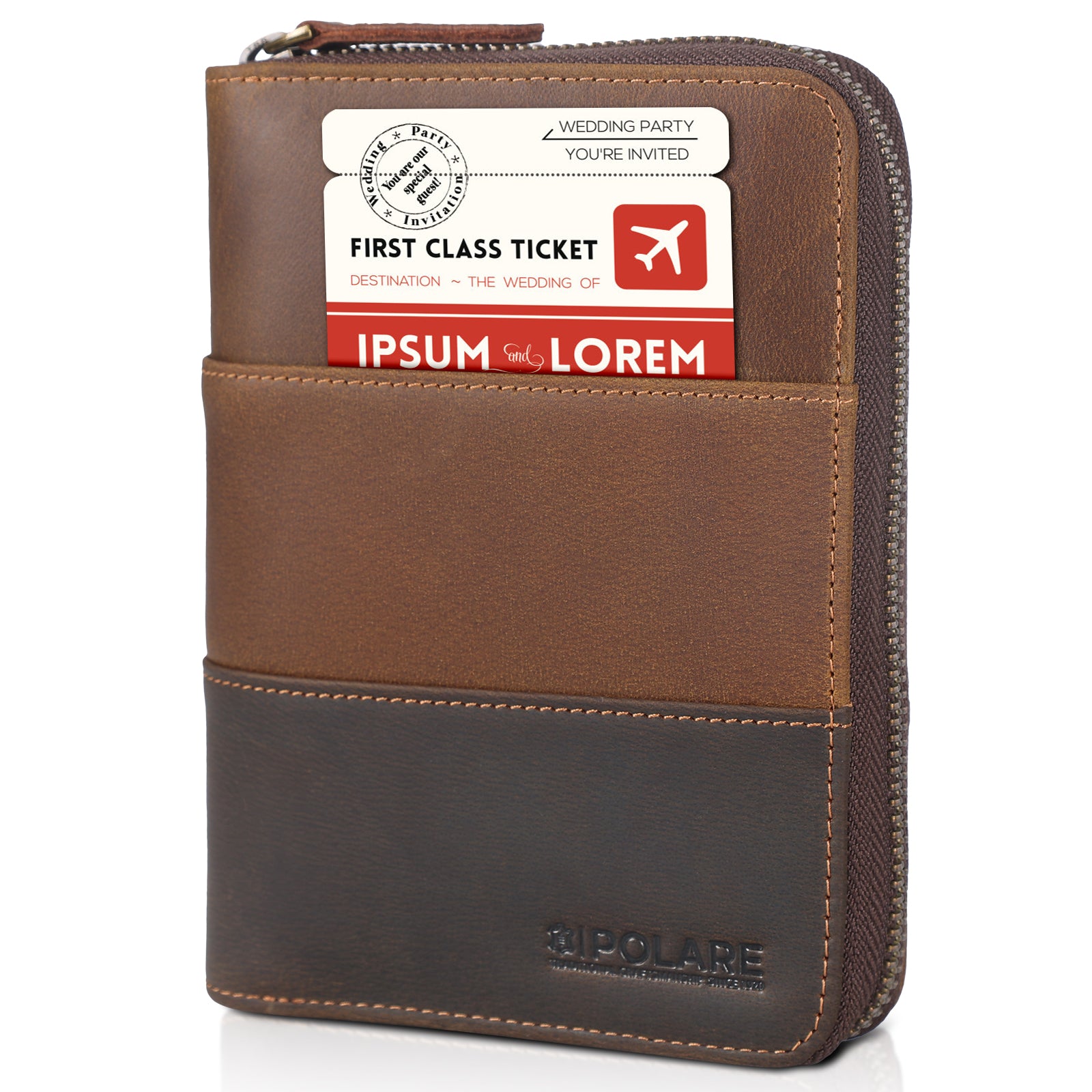 Full Grain Leather Travel Passport Wallet 2 Passports (Cocoa Brown)