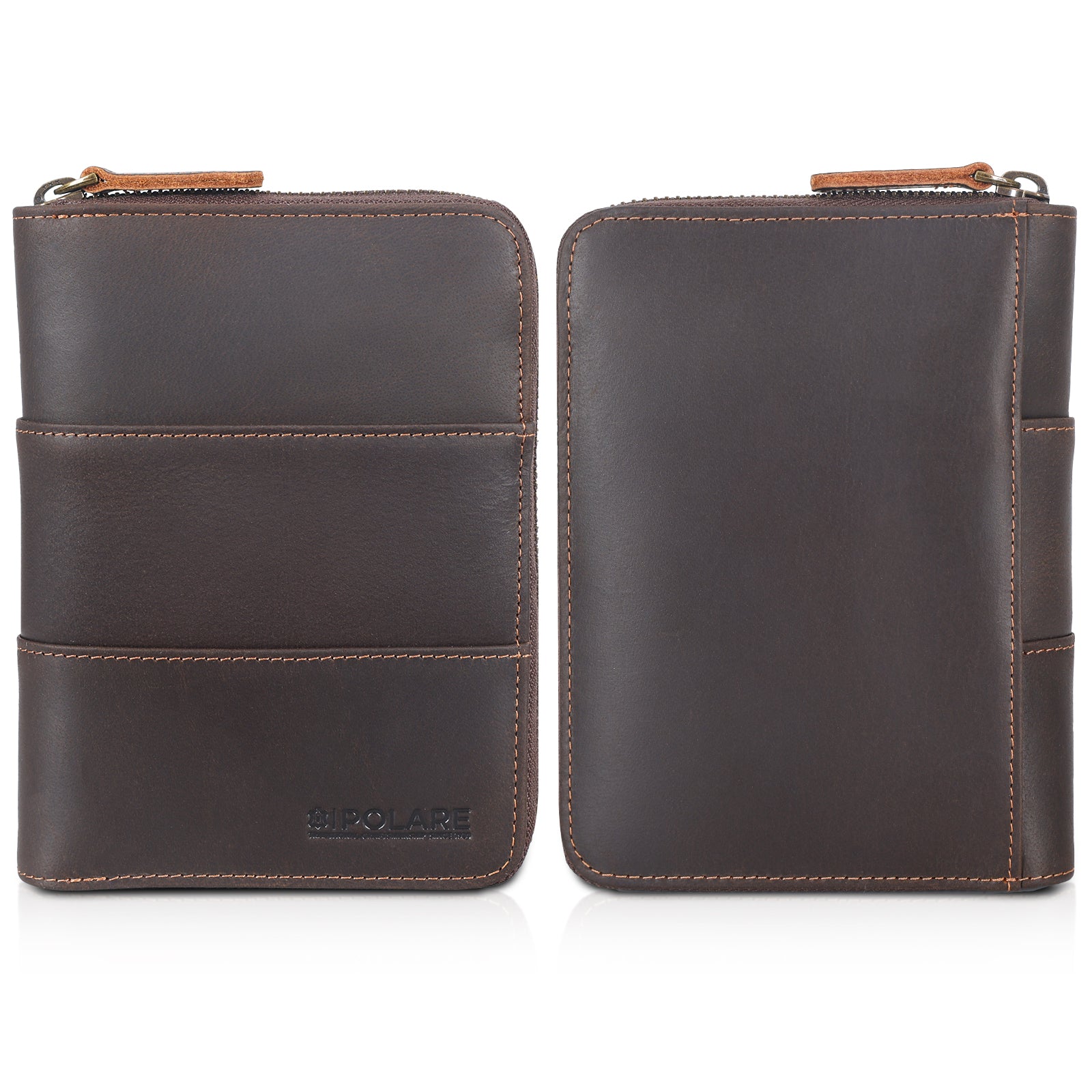 Full Grain Leather Travel Passport Wallet 2 Passports (Front/Back)
