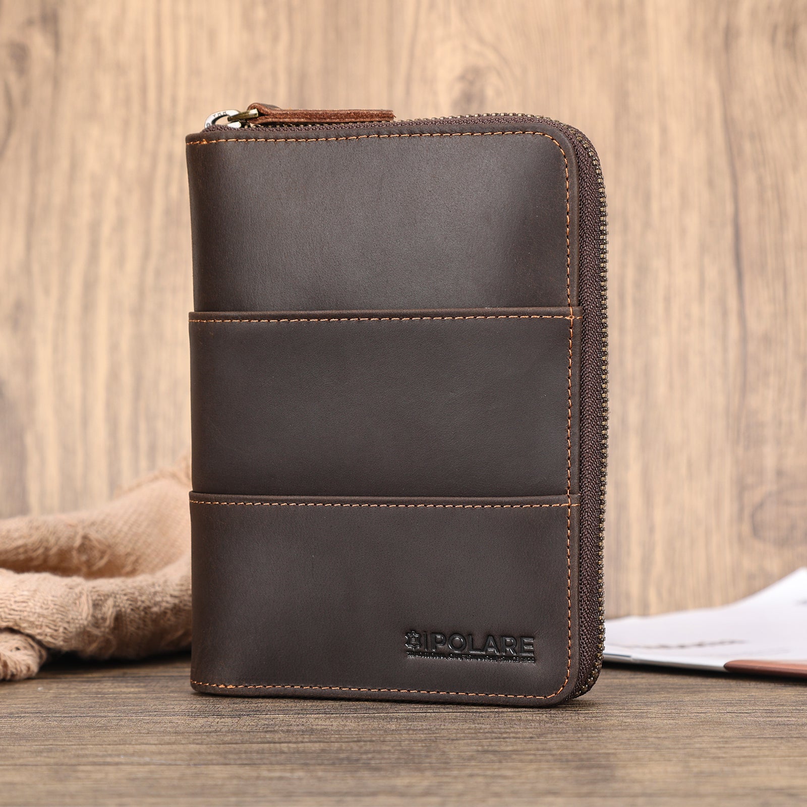 Full Grain Leather Travel Passport Wallet 2 Passports (Scenario Shows)