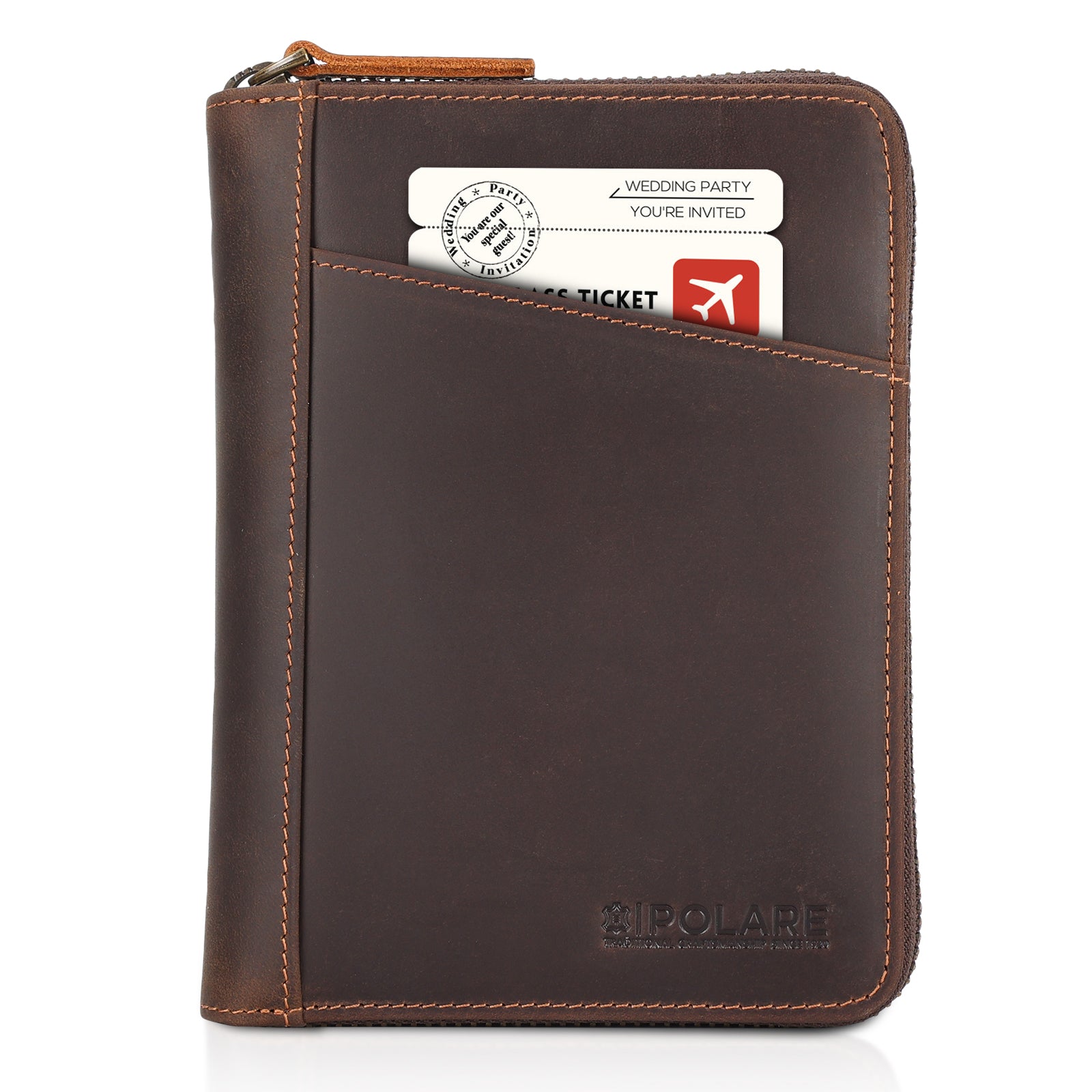 Polare Full Grain Leather Dual Passport Wallet and RFID Blocking Bifol